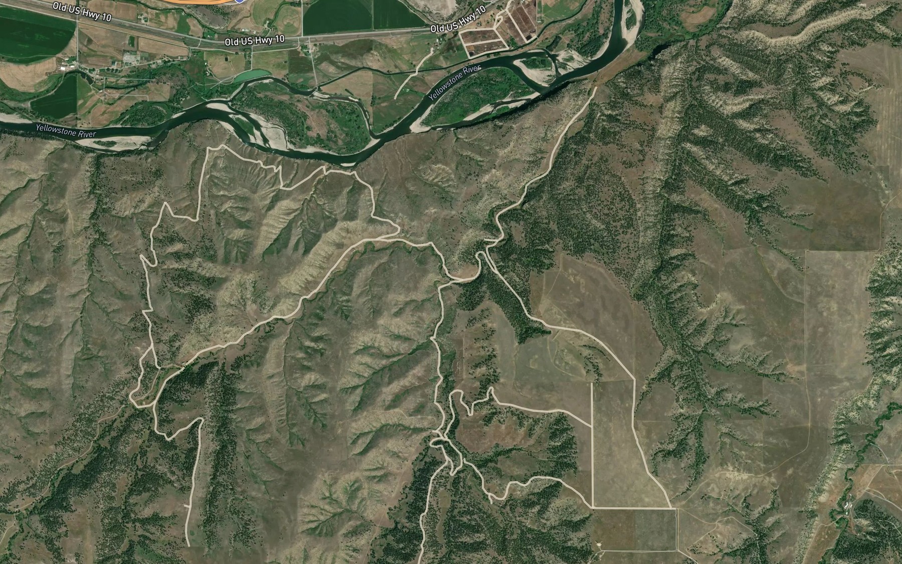 Satellite map of the Rye Grass Creek