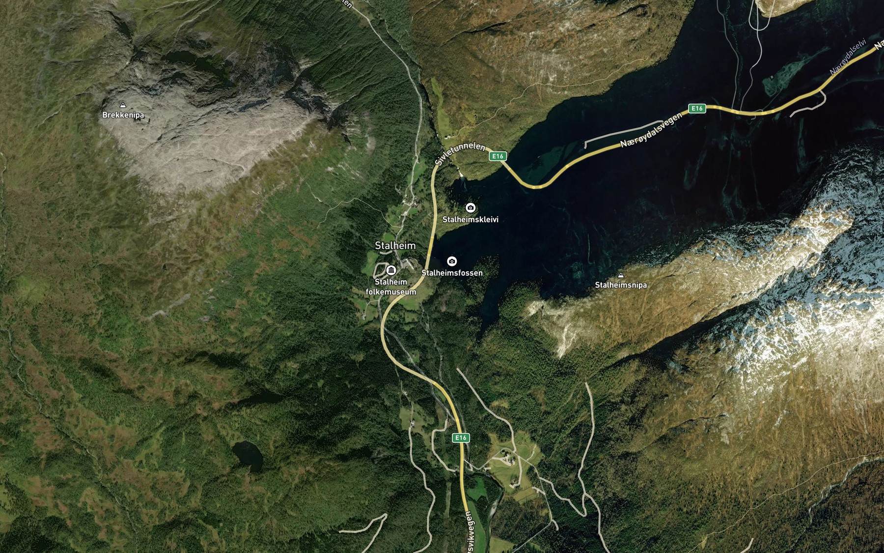 Satellite map of the Stalheimsfossen