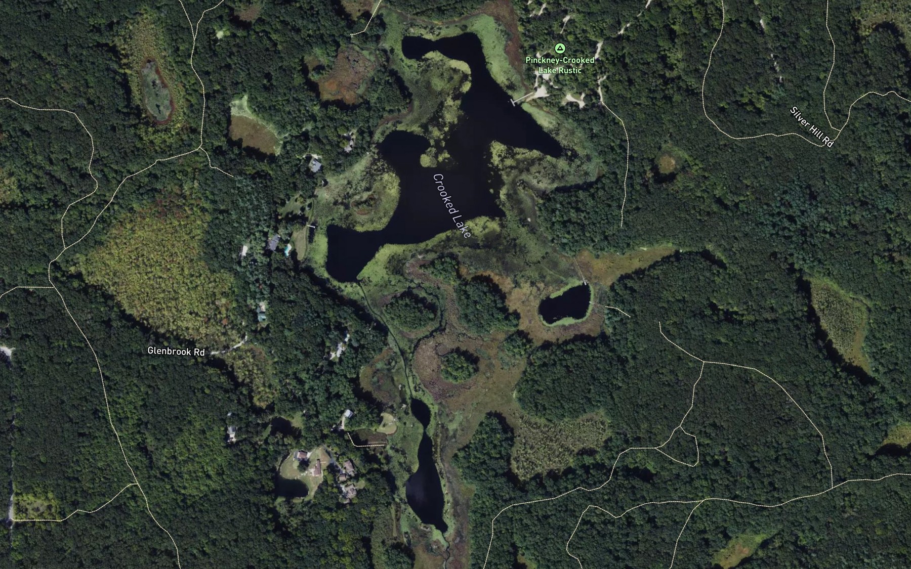 Satellite map of the Crooked Lake