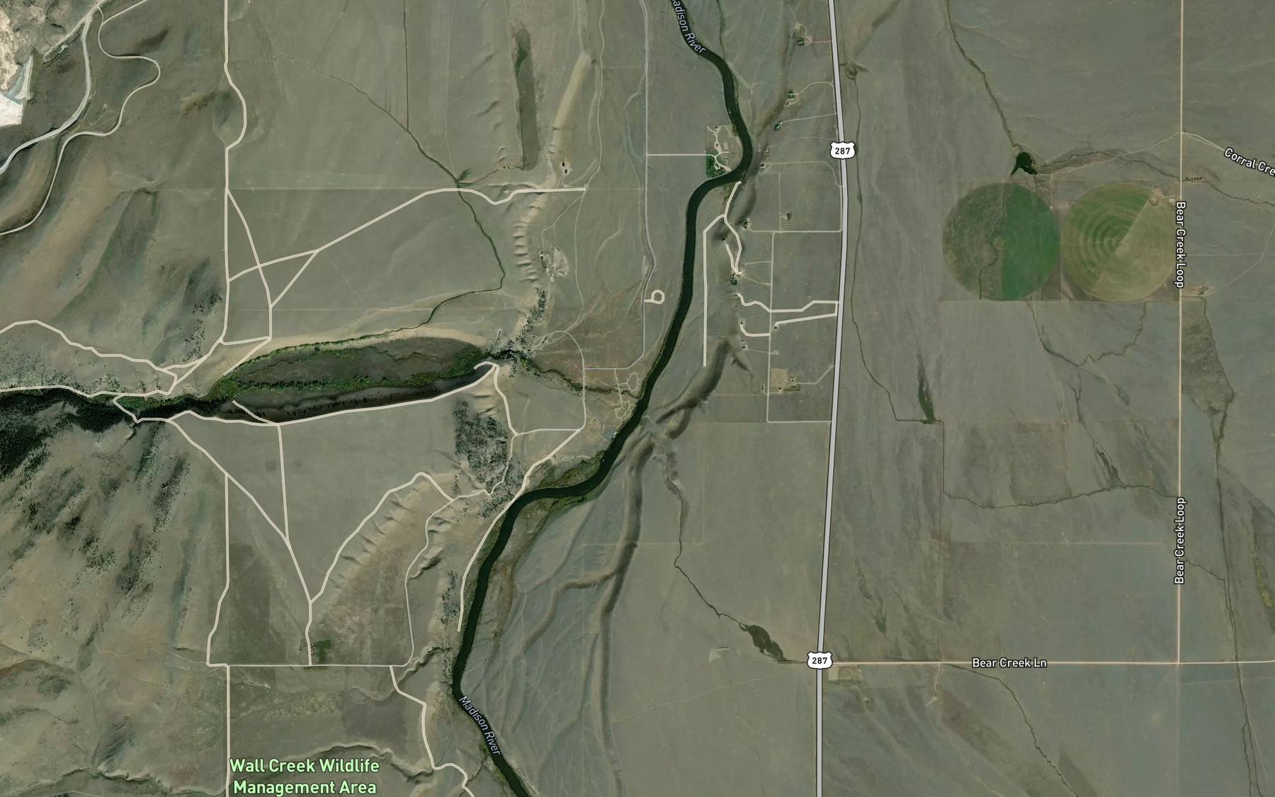 Satellite map of the Ruby Creek