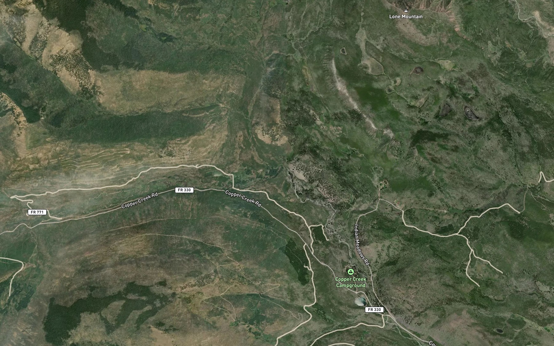 Satellite map of the North Fork Copper Creek