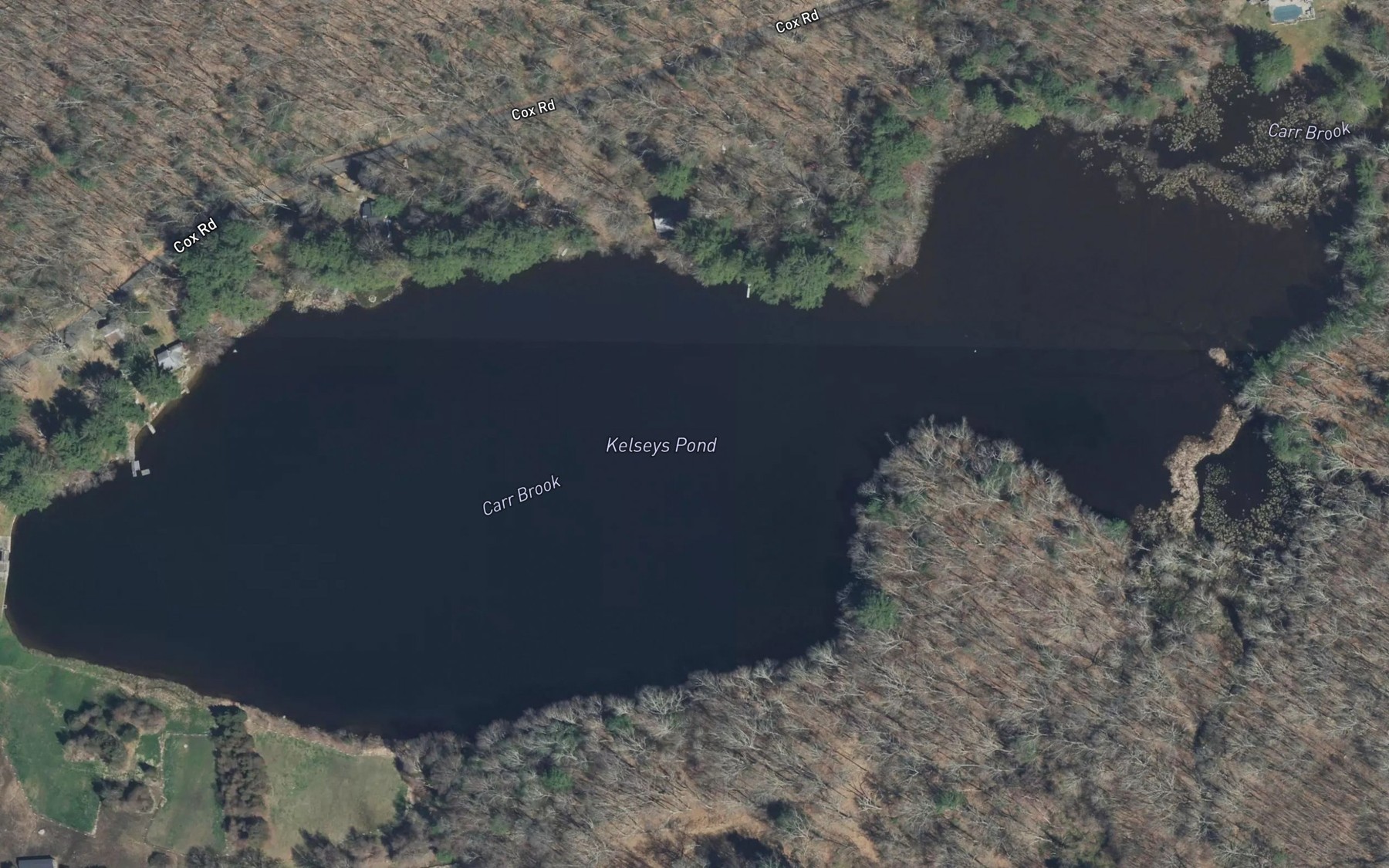 Satellite map of the Kelseys Pond