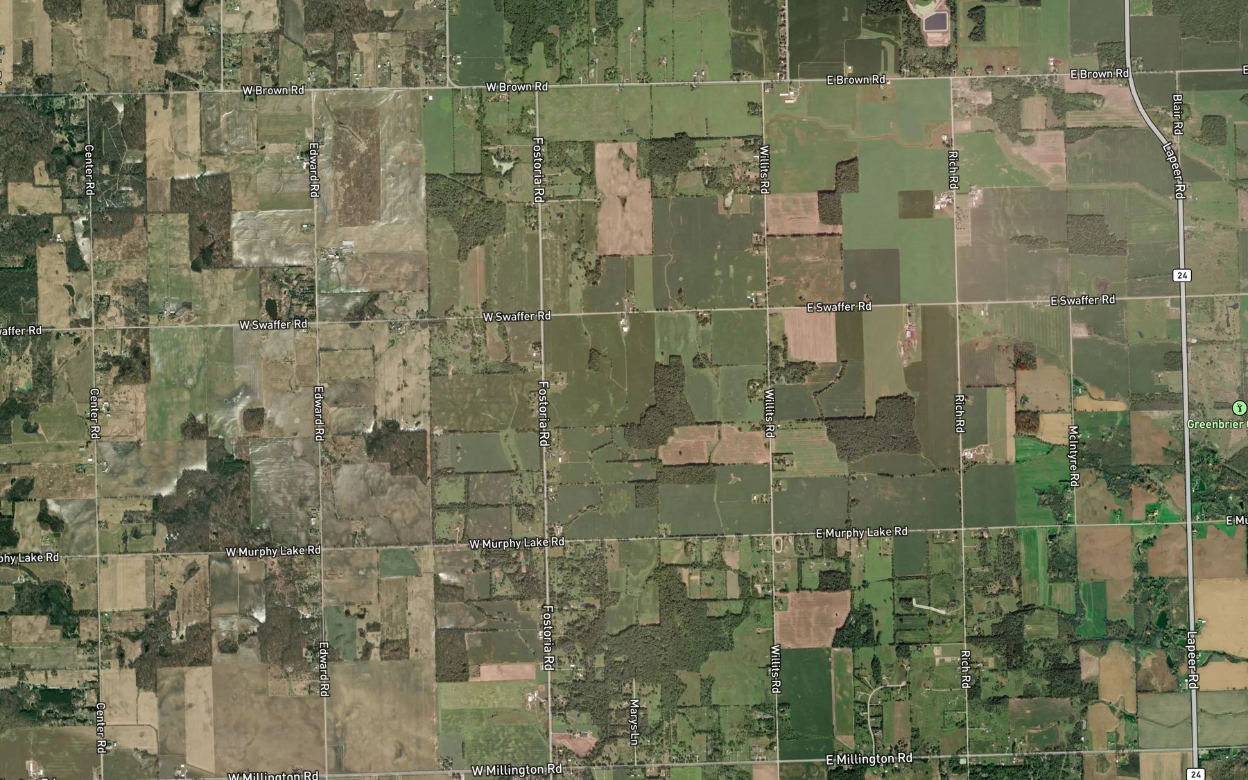 Satellite map of the Fowler Drain