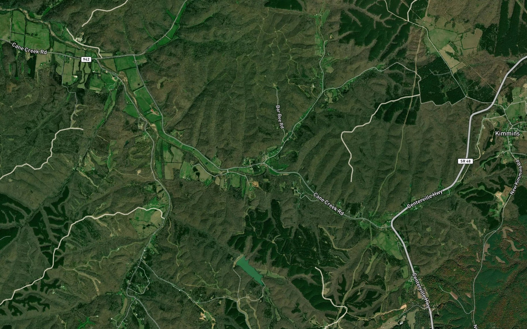 Satellite map of the Slippery Branch