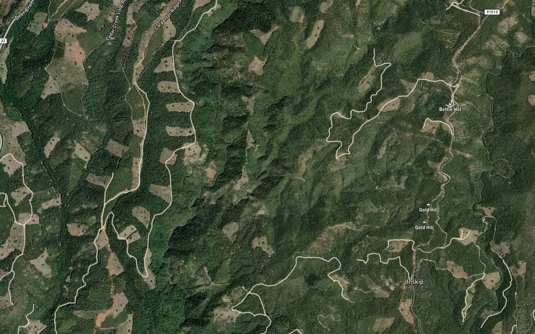 Satellite map of the Bottle Creek