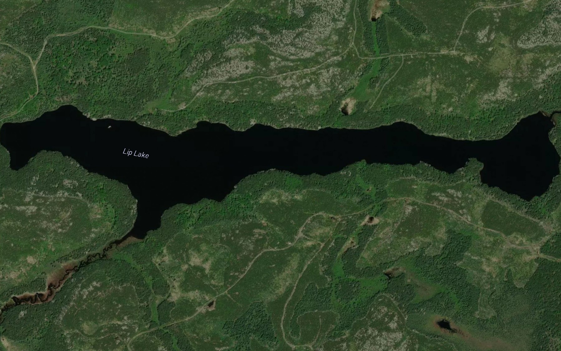 Satellite map of the Lip Lake