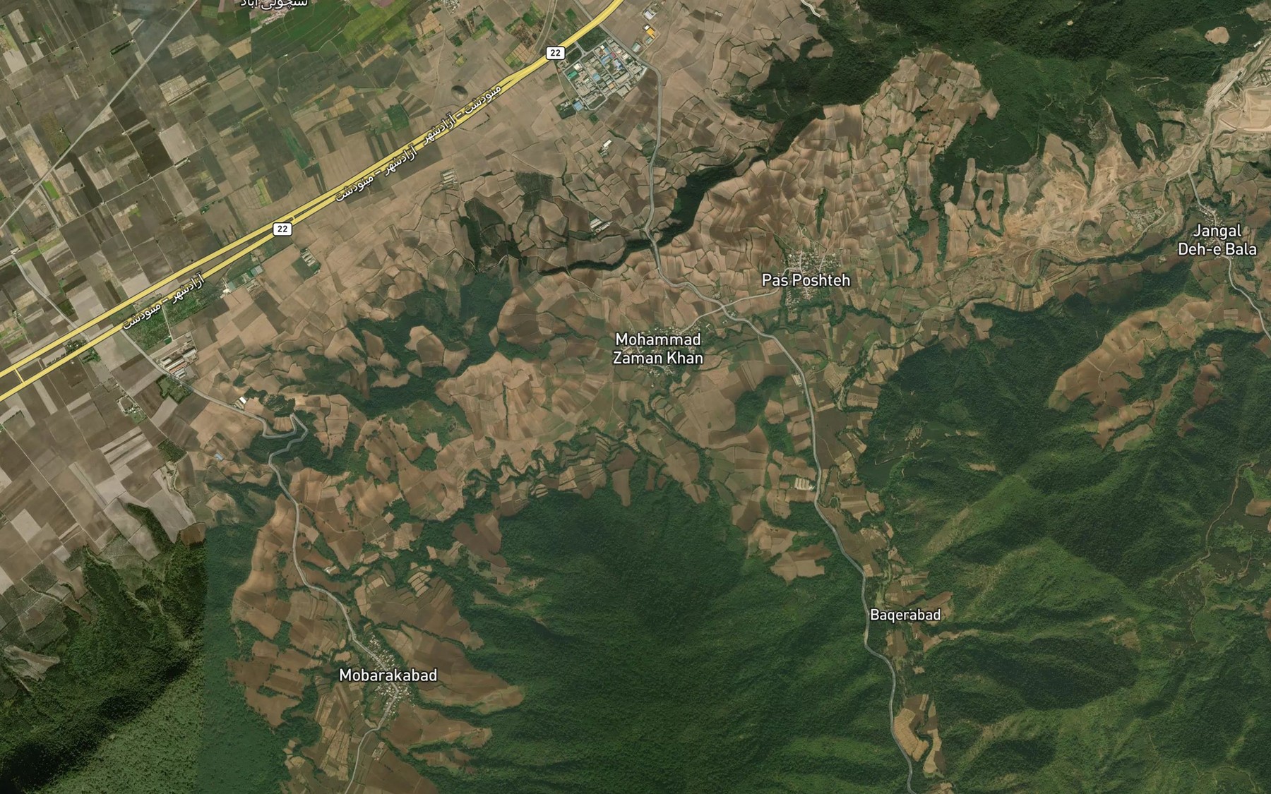 Satellite map of the Rudkhaneh-ye Pachenar
