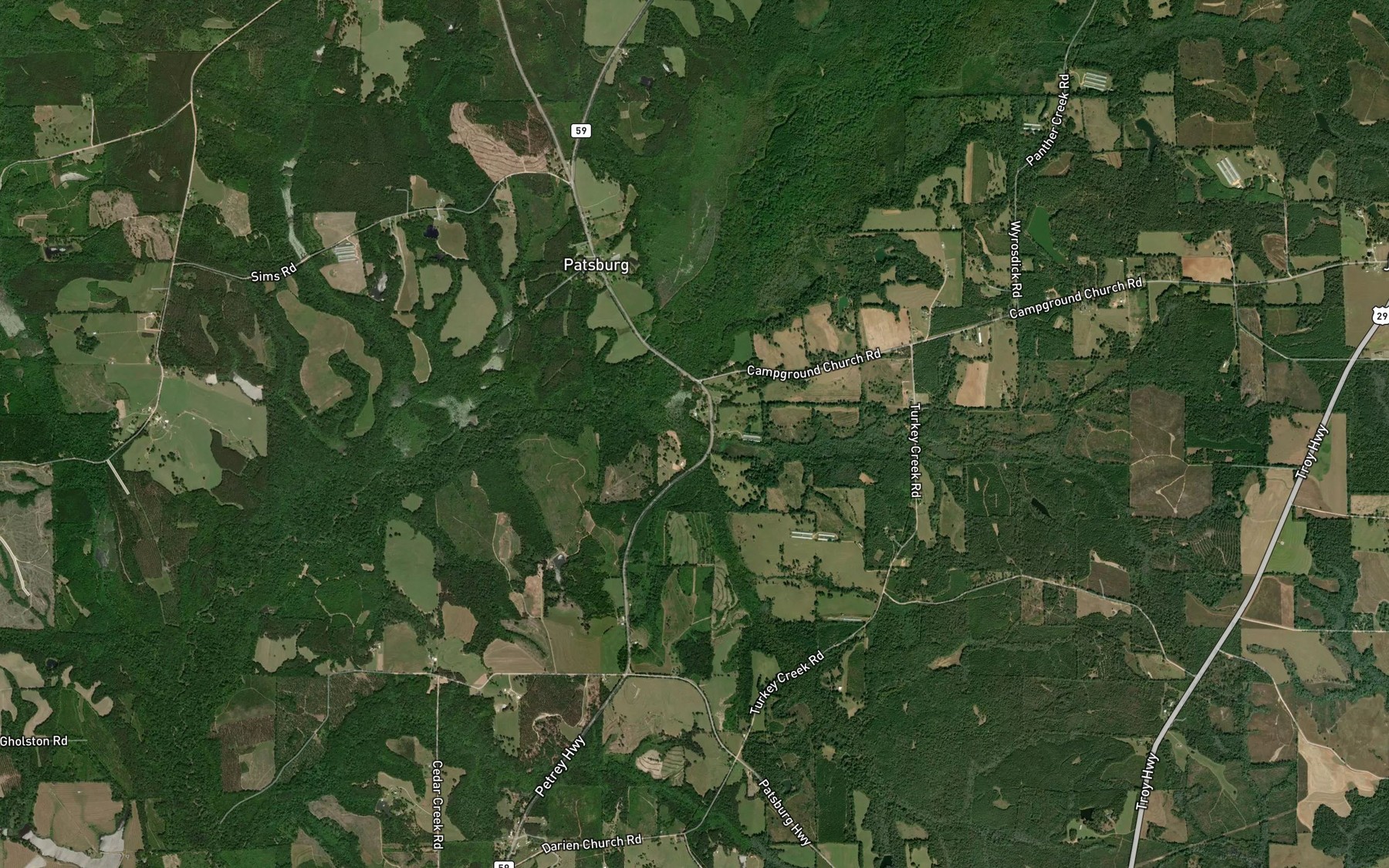 Satellite map of the Bear Creek