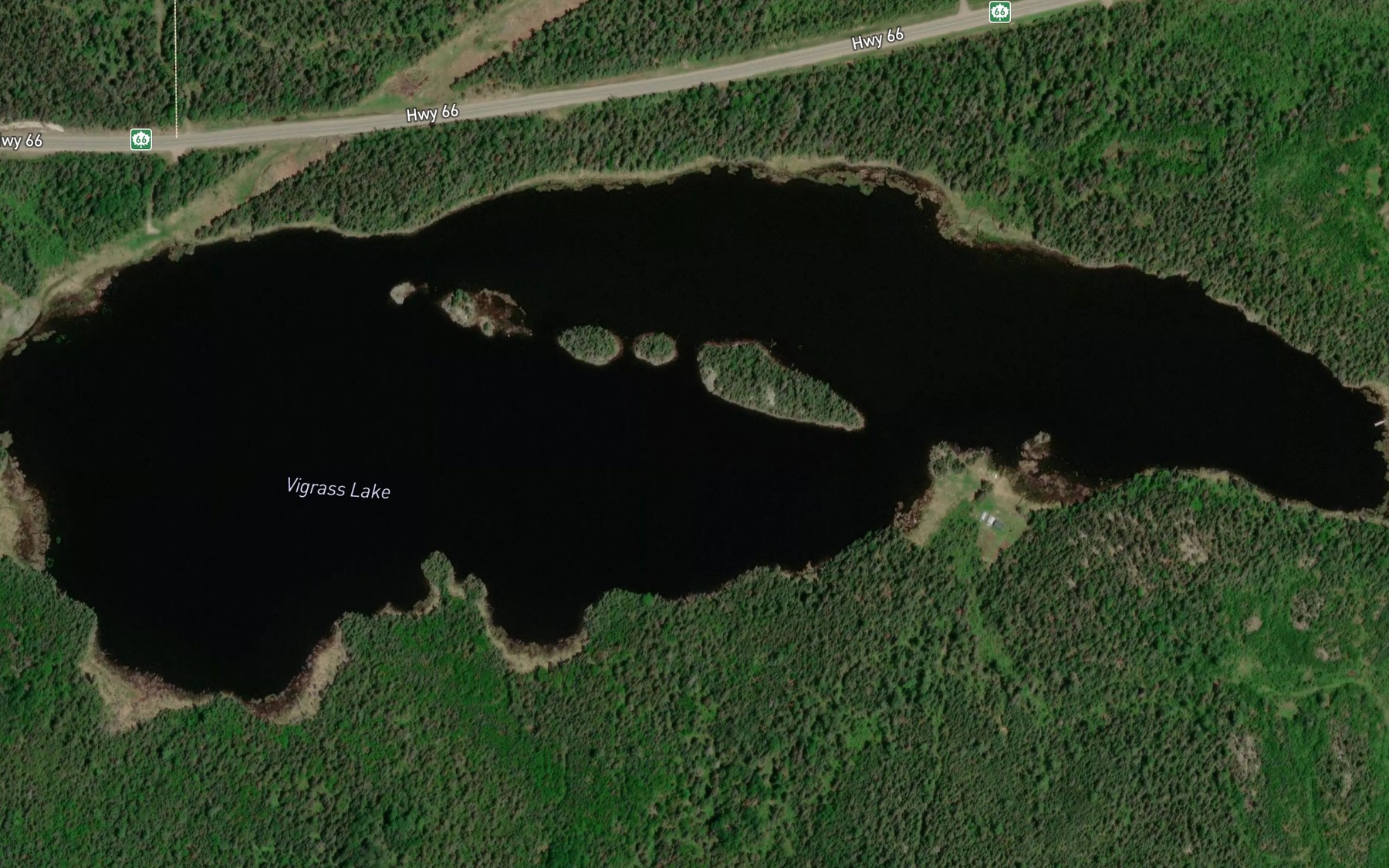 Satellite map of the Vigrass Lake