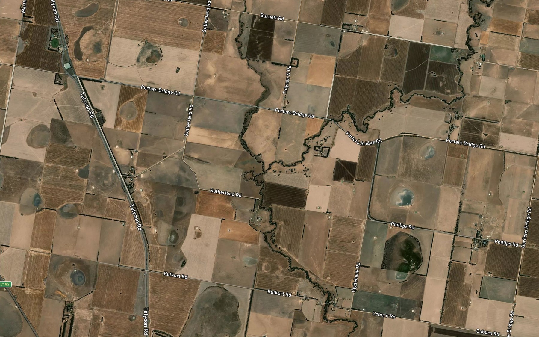Satellite map of the Fiery Creek
