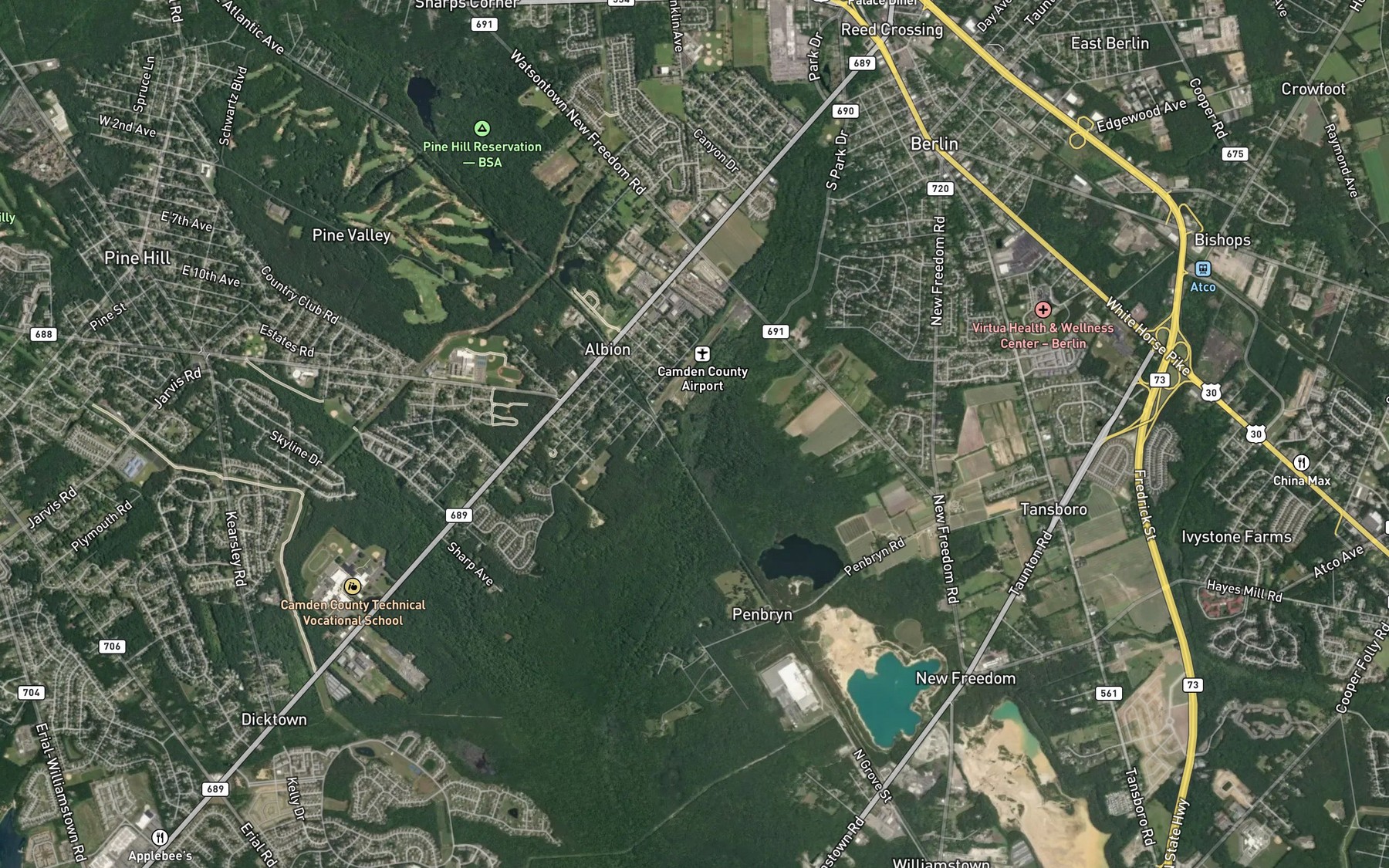 Satellite map of the Tinkers Branch