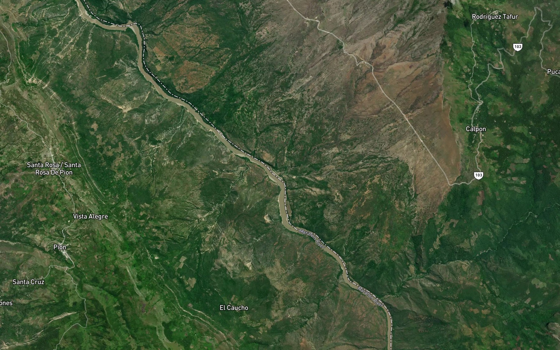 Satellite map of the Quebrada Aguablanca