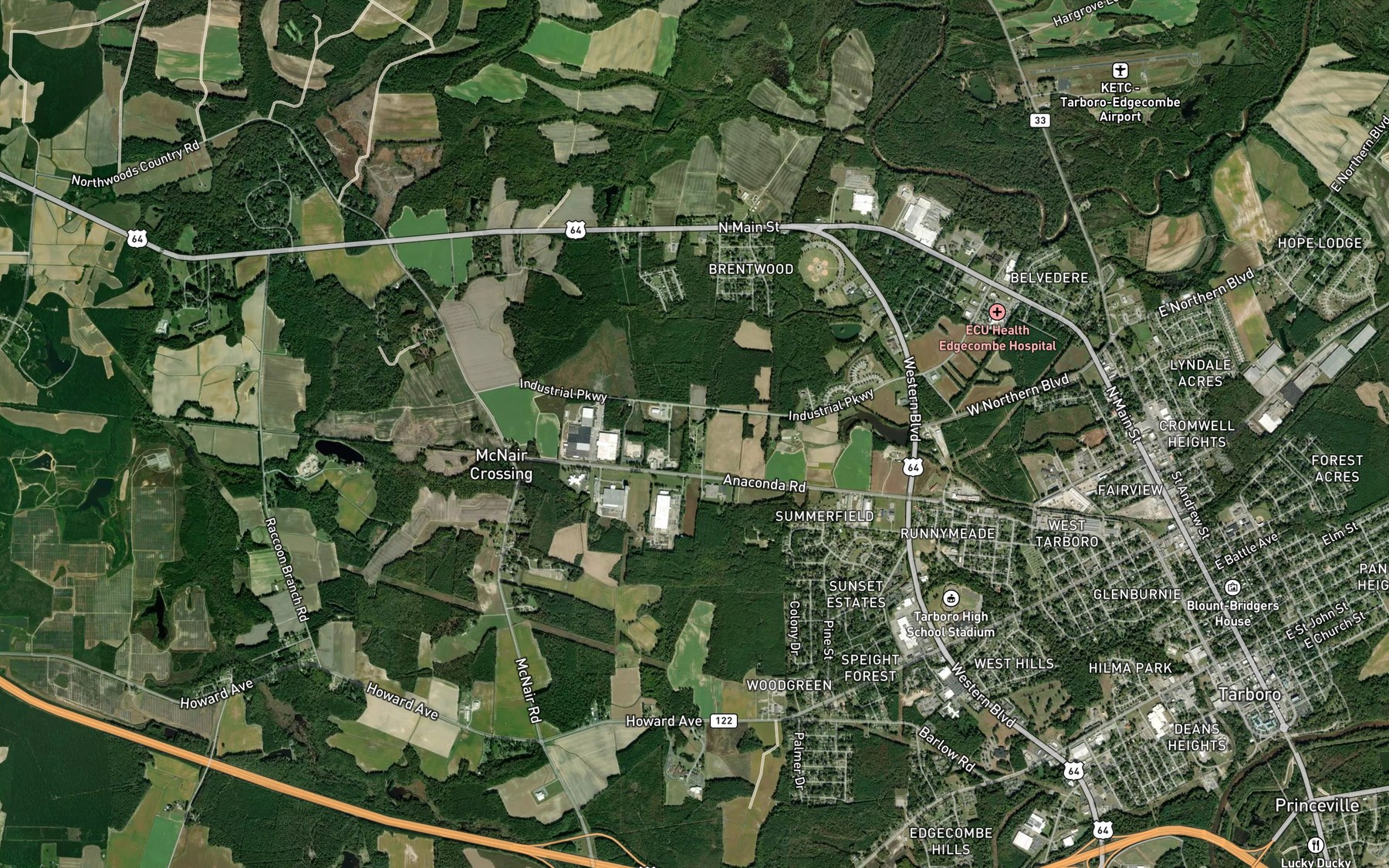Satellite map of the Weeks Pond