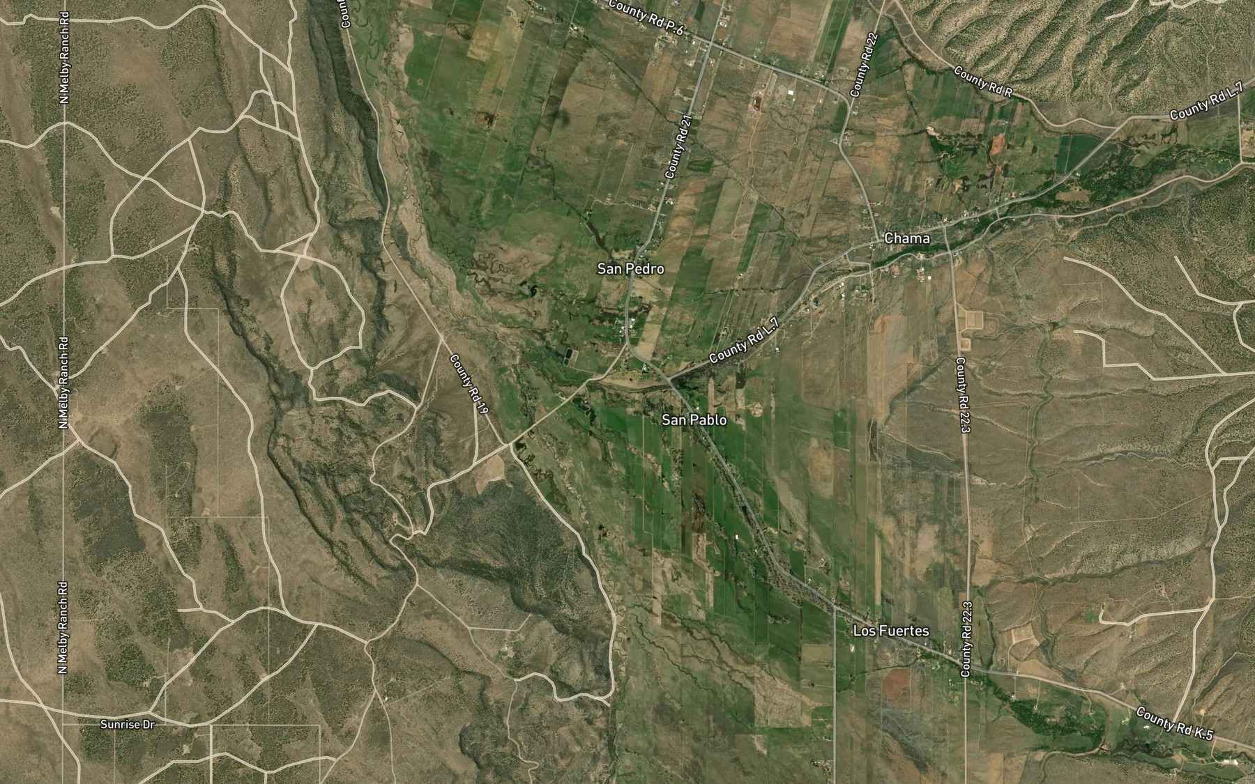 Satellite map of the Vallejos Creek