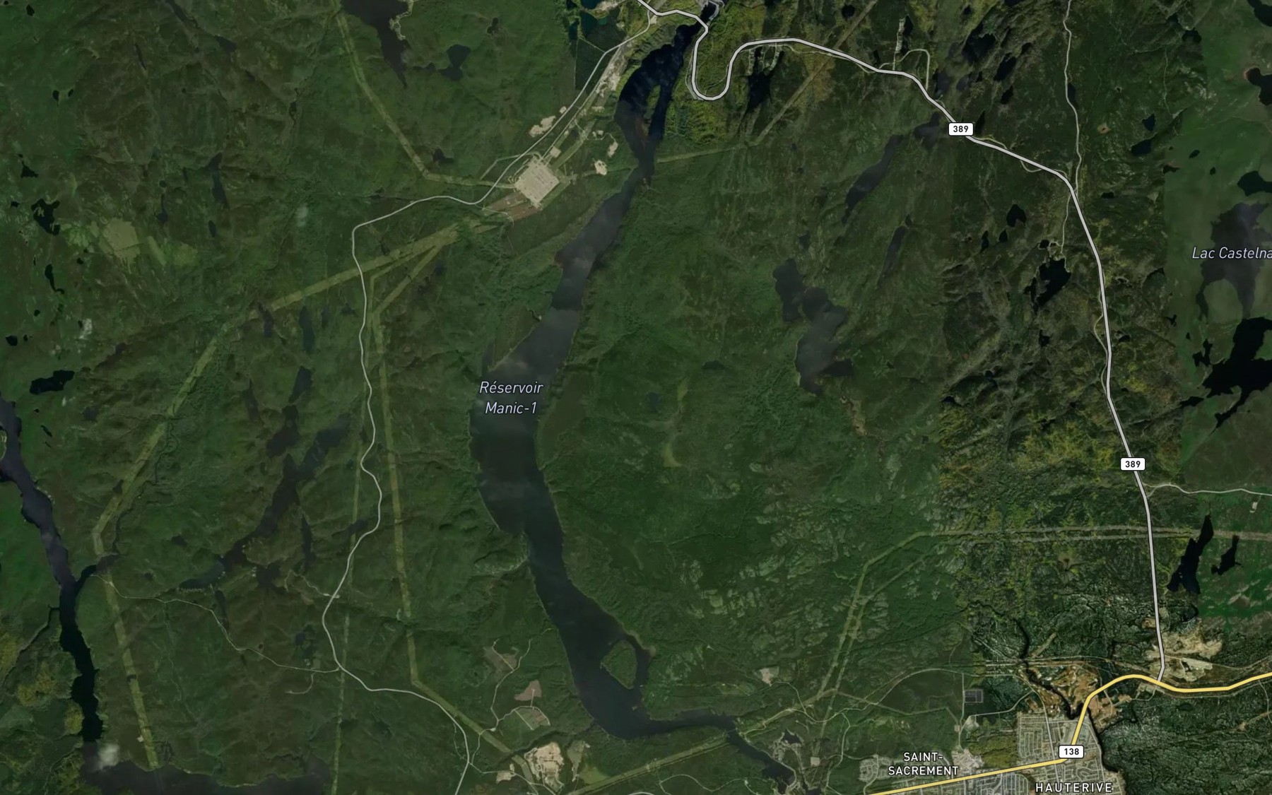 Satellite map of the Reservoir Manic 1