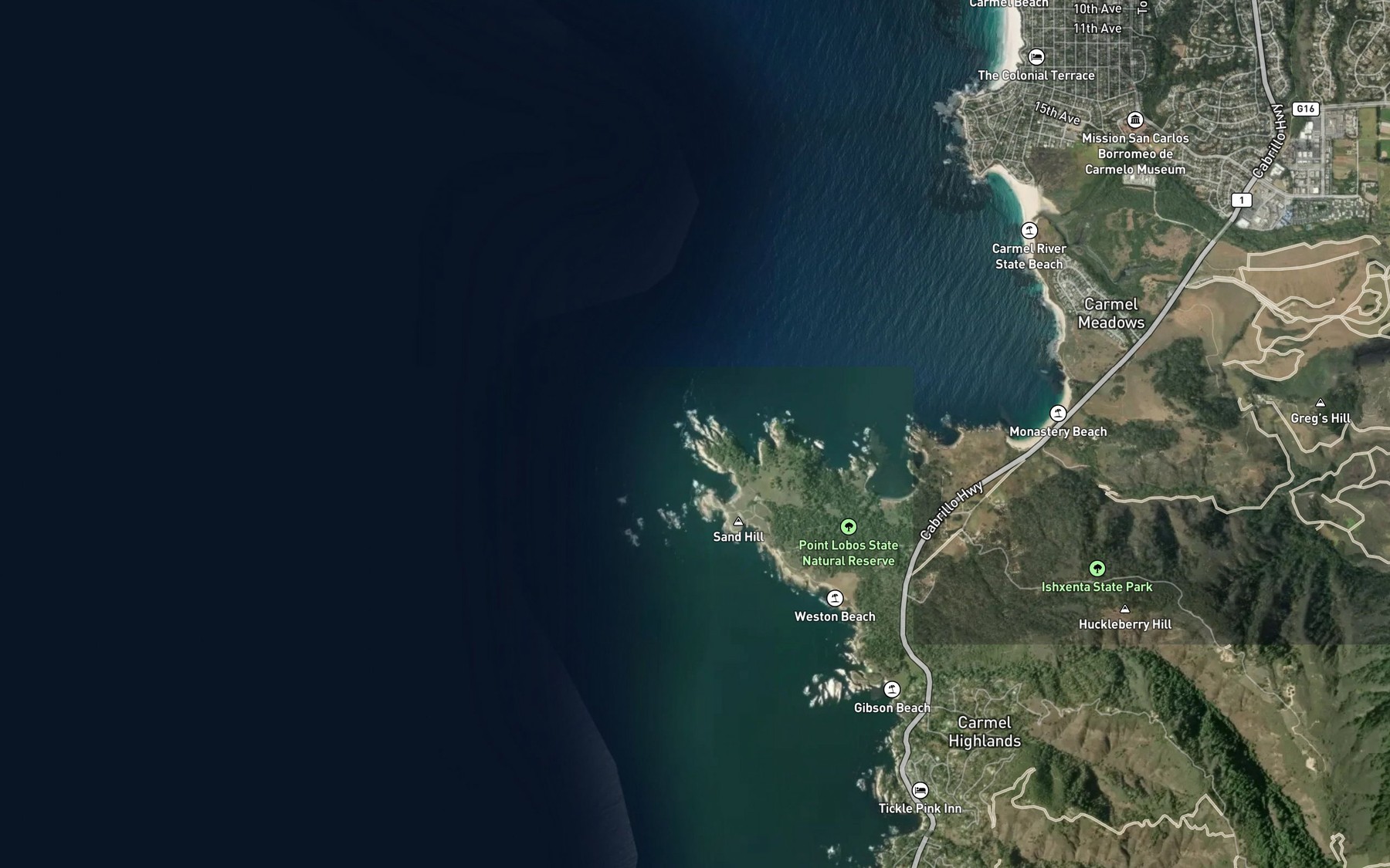 Satellite map of the Pinnacle Cove