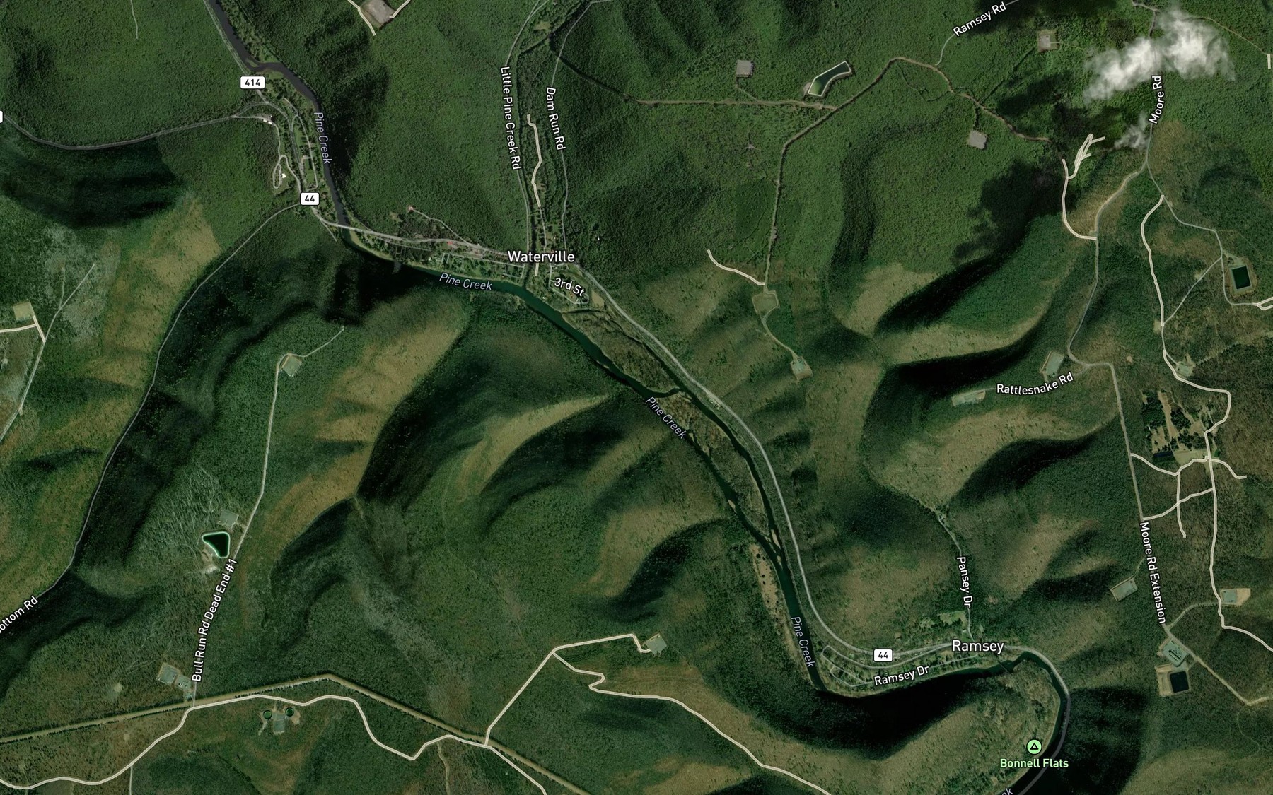 Satellite map of the Buttonwood Run