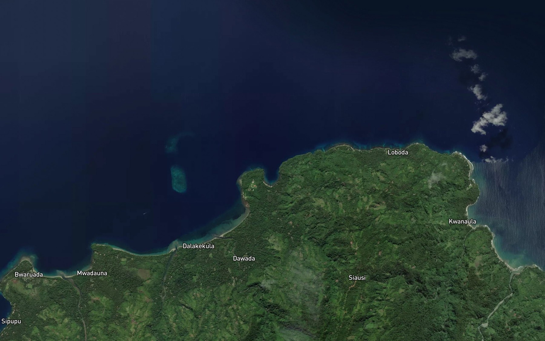 Satellite map of the Kaura Bay