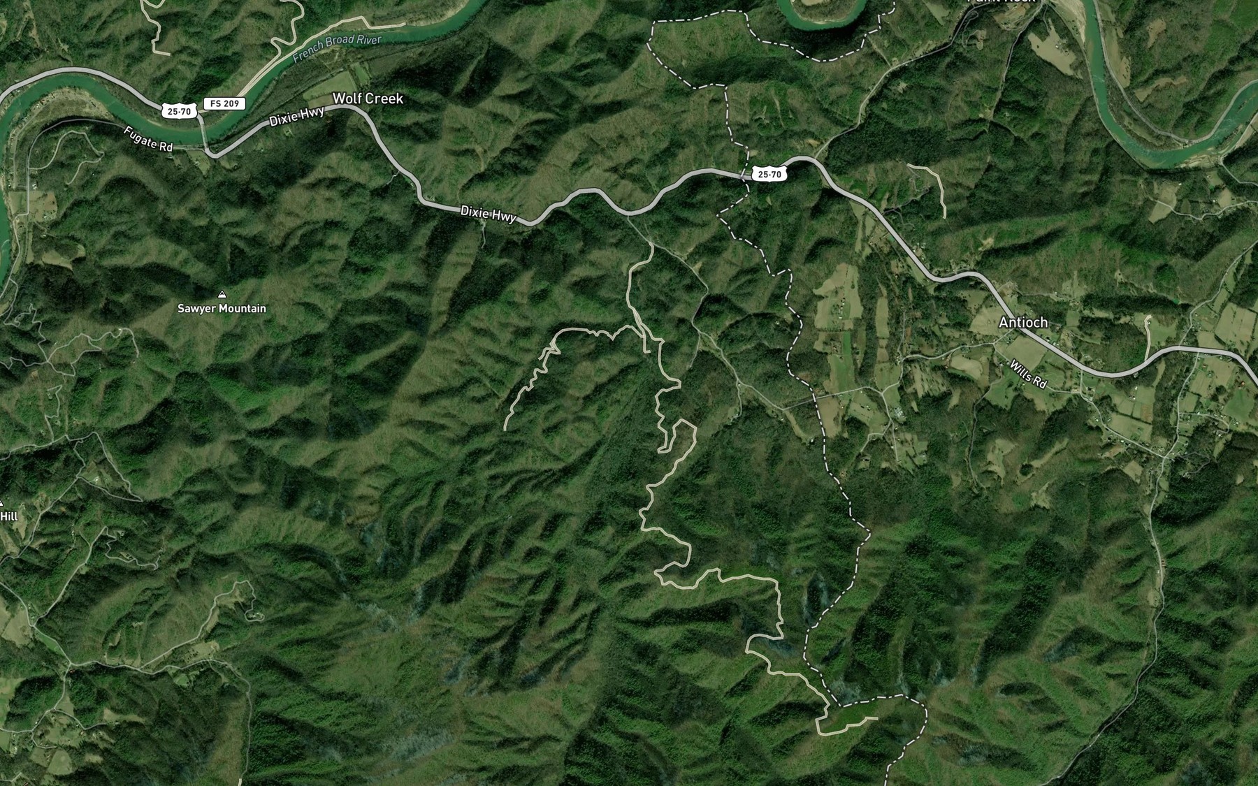 Satellite map of the Sulphur Spring