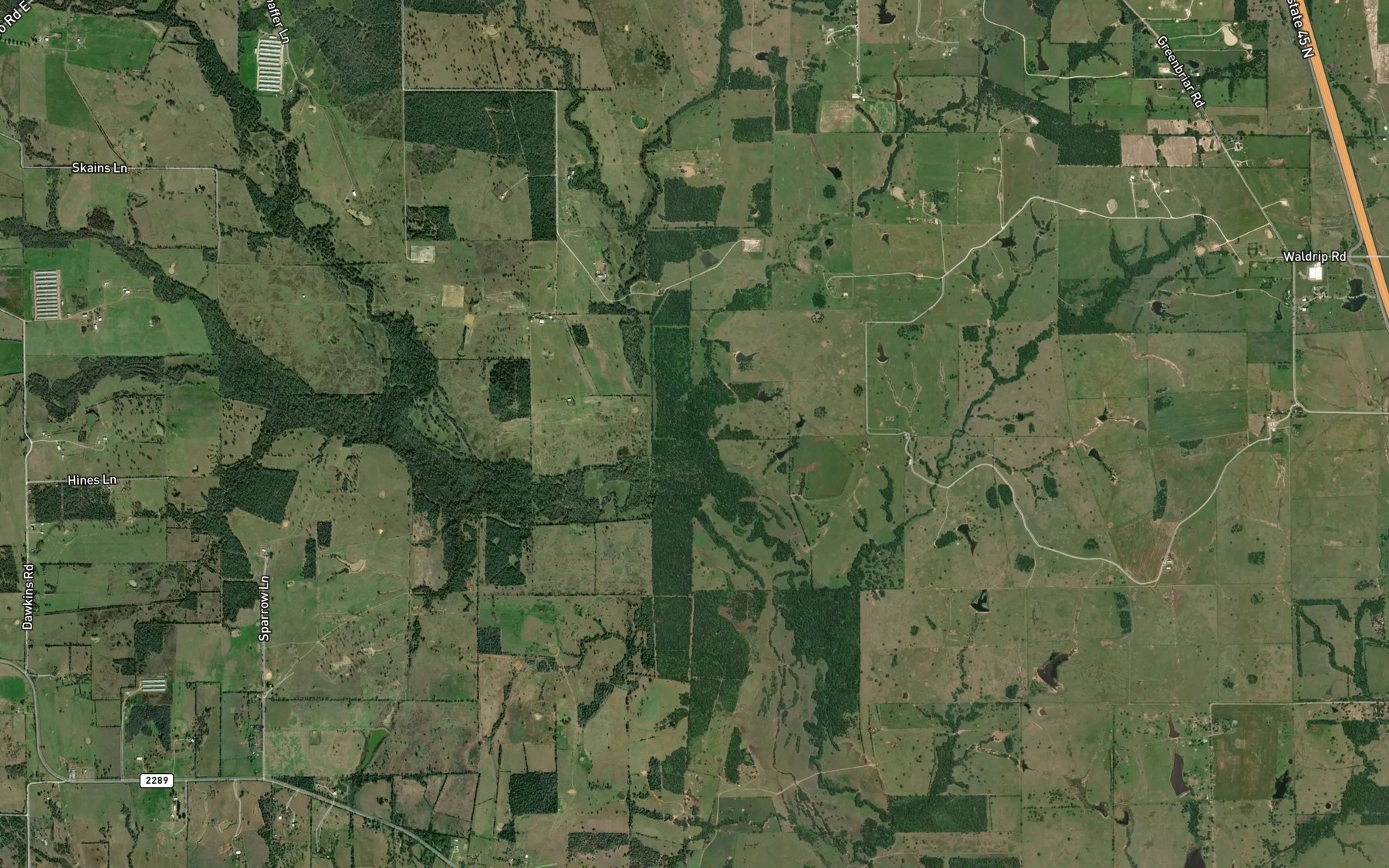 Satellite map of the Sand Branch