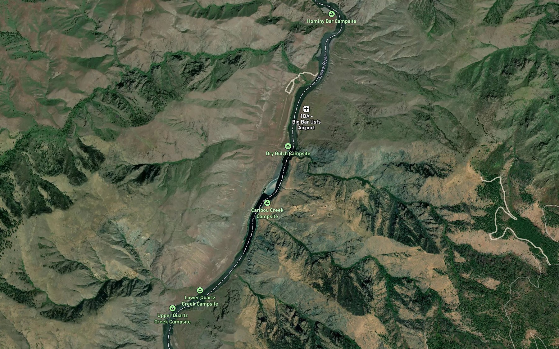 Satellite map of the Little Bar Rapids
