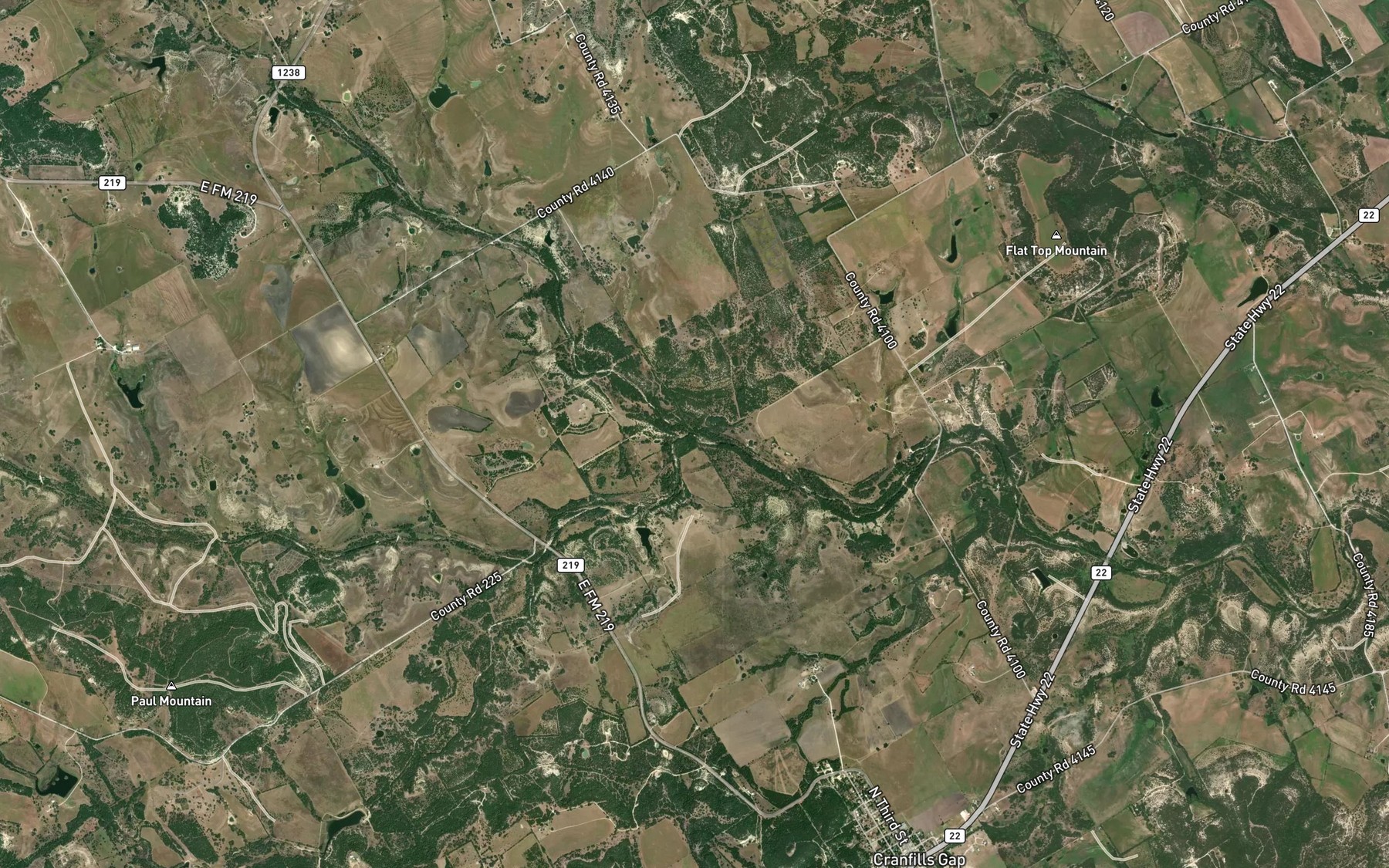 Satellite map of the North Prong Meridian Creek