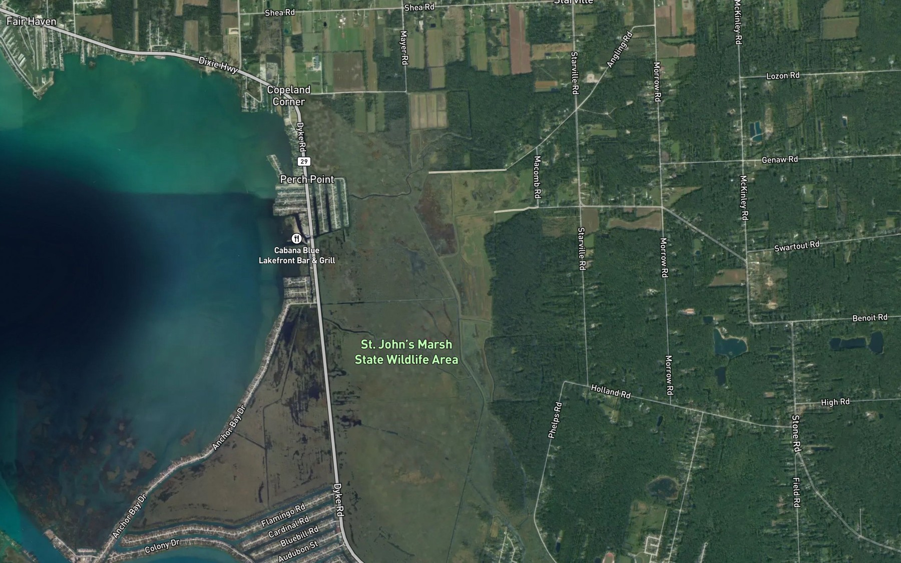 Satellite map of the Beaverdam Drain