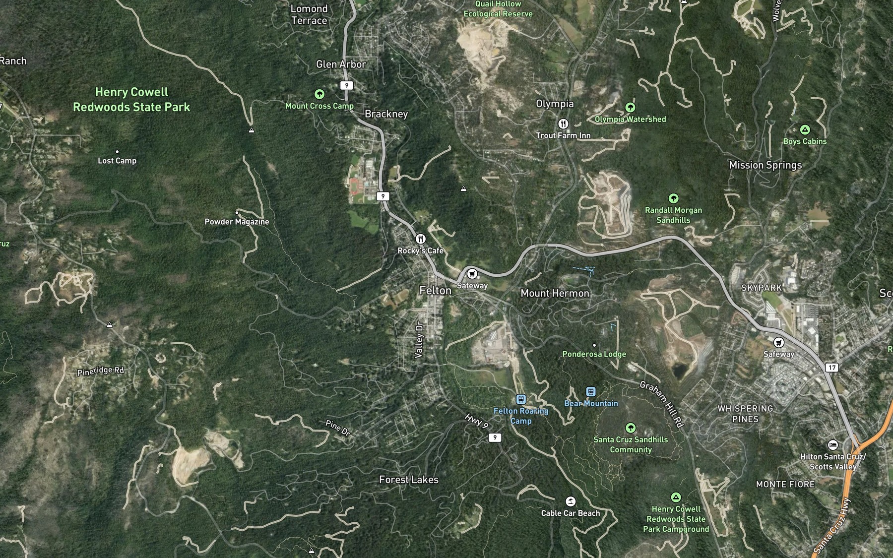 Satellite map of the Bull Creek
