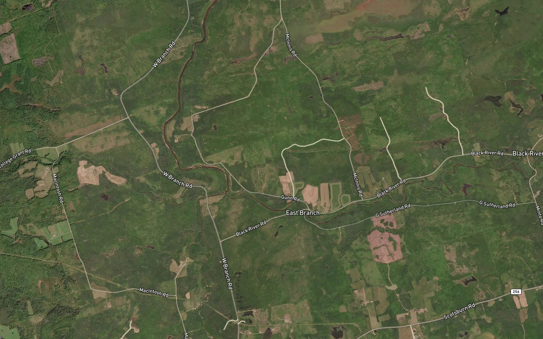 Satellite map of the East Branch River John
