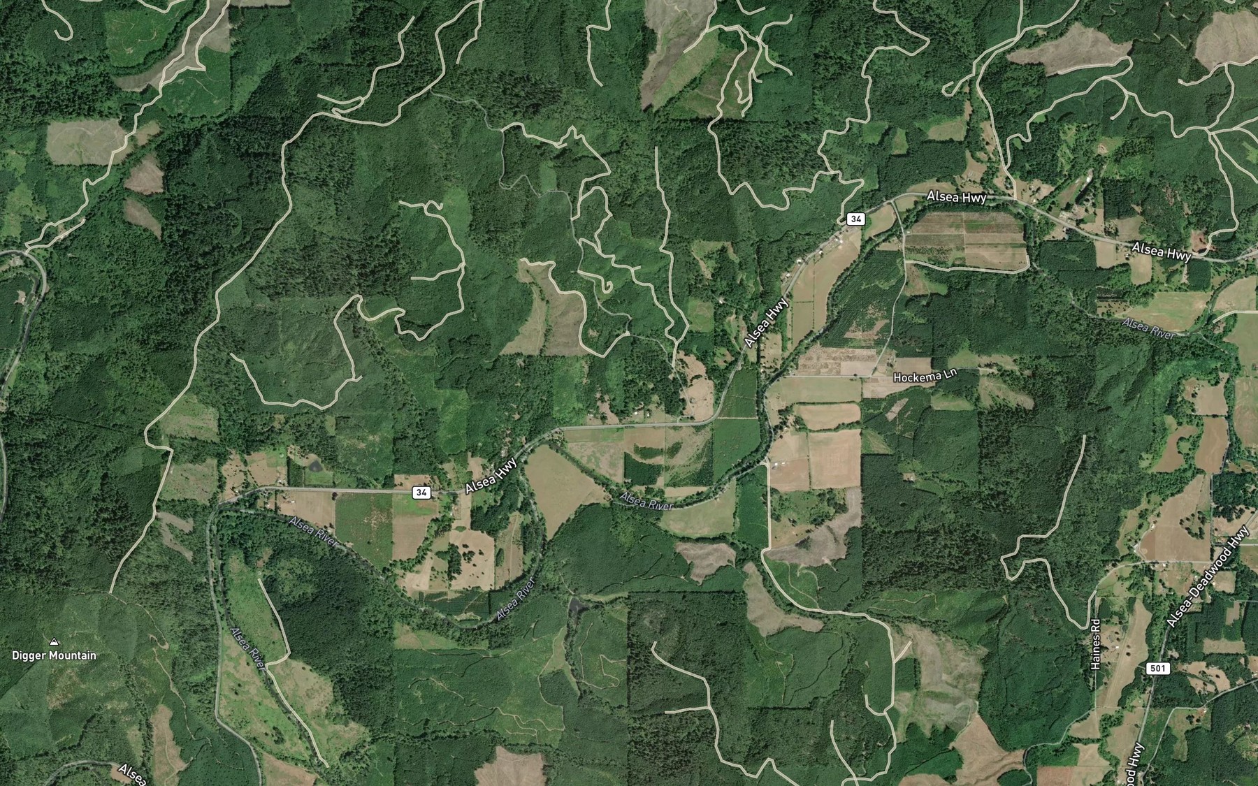 Satellite map of the Narrow Creek
