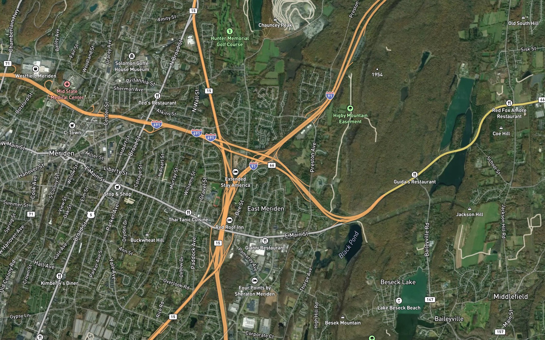 Satellite map of the North Branch Spoon Shop Brook