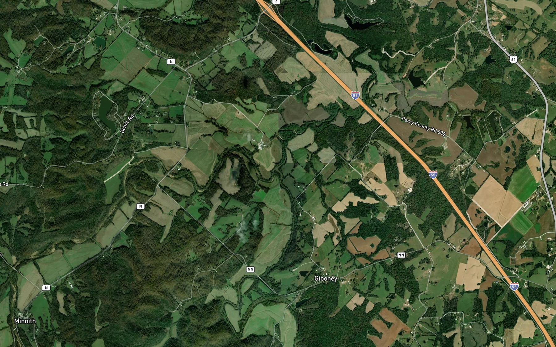 Satellite map of the South Fork Saline Creek