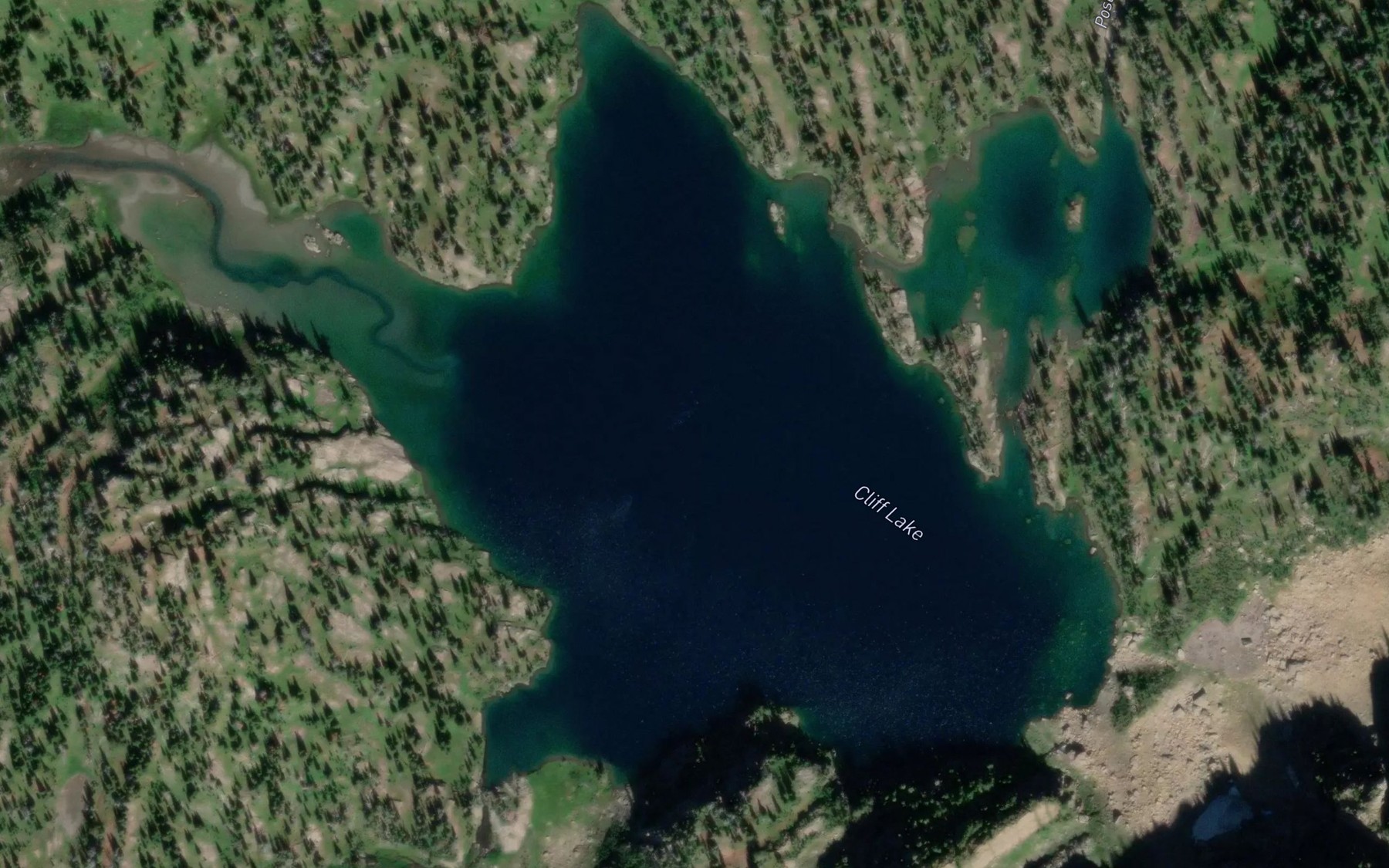 Satellite map of the Cliff Lake