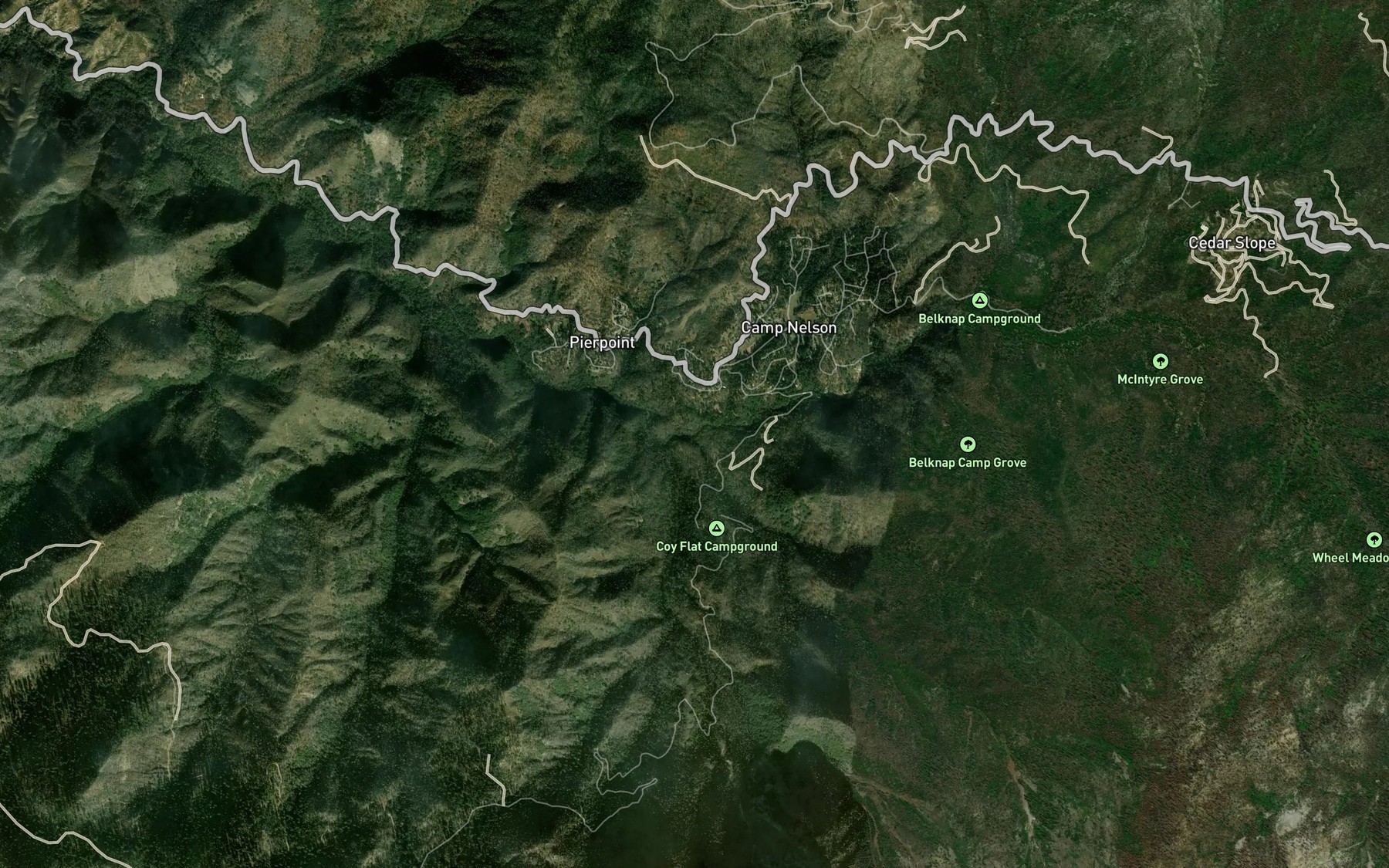 Satellite map of the Bear Creek