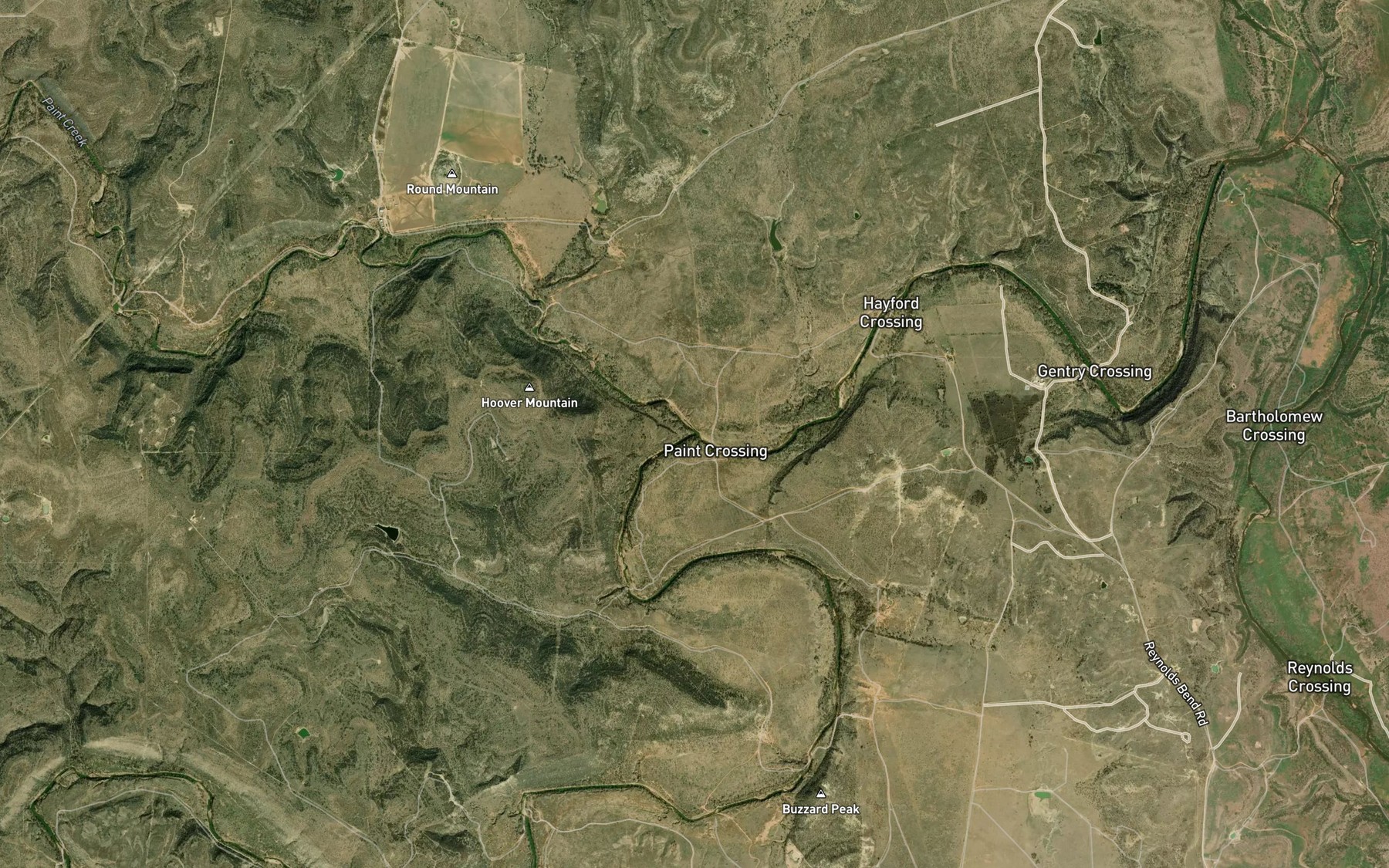Satellite map of the Paint Creek