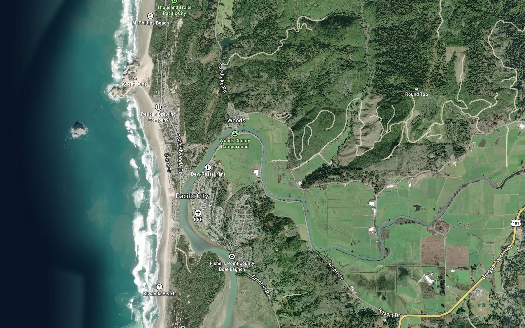 Satellite map of the Horn Creek