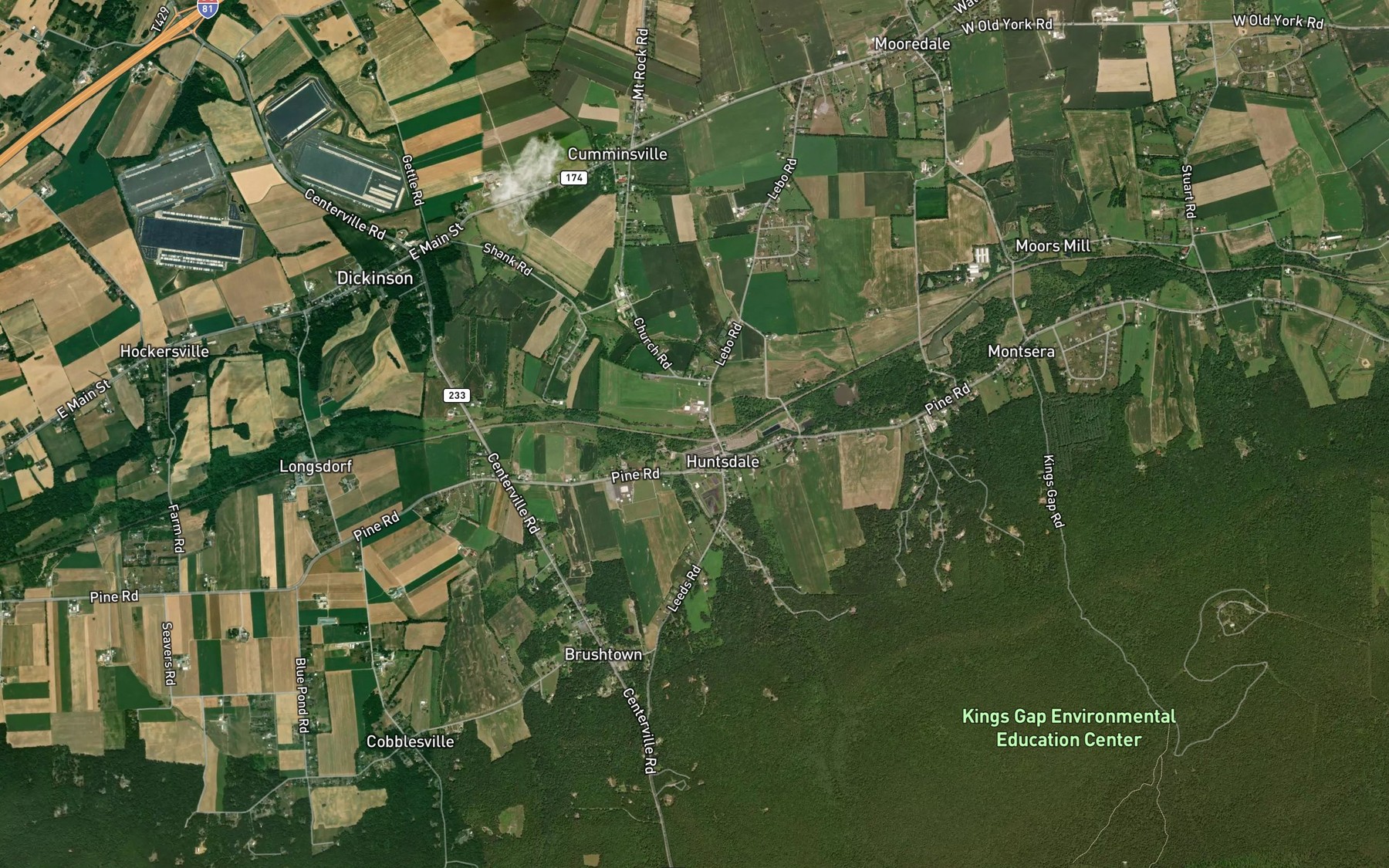 Satellite map of the Huntsdale Hatchery Springs