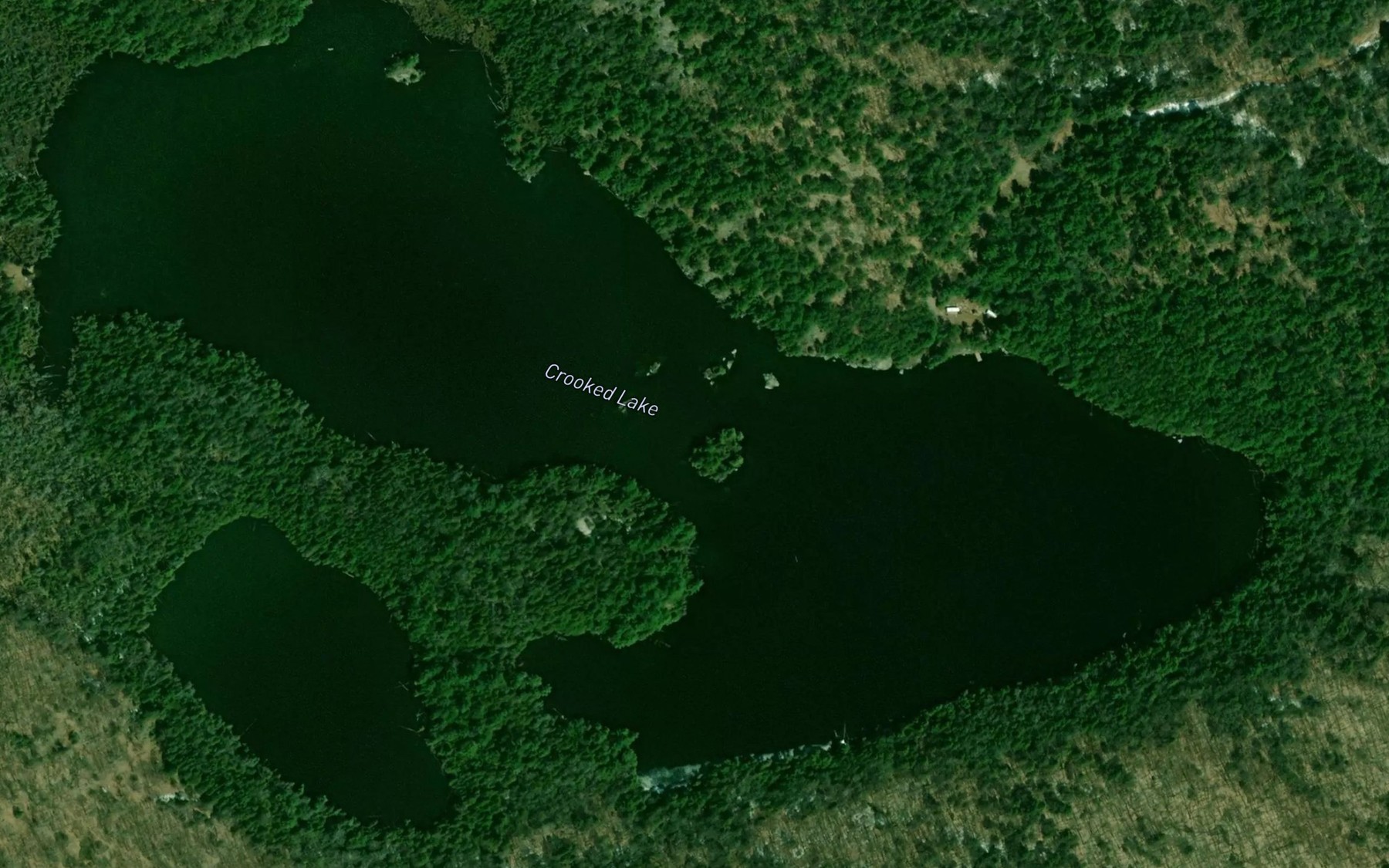 Satellite map of the Crooked Lake