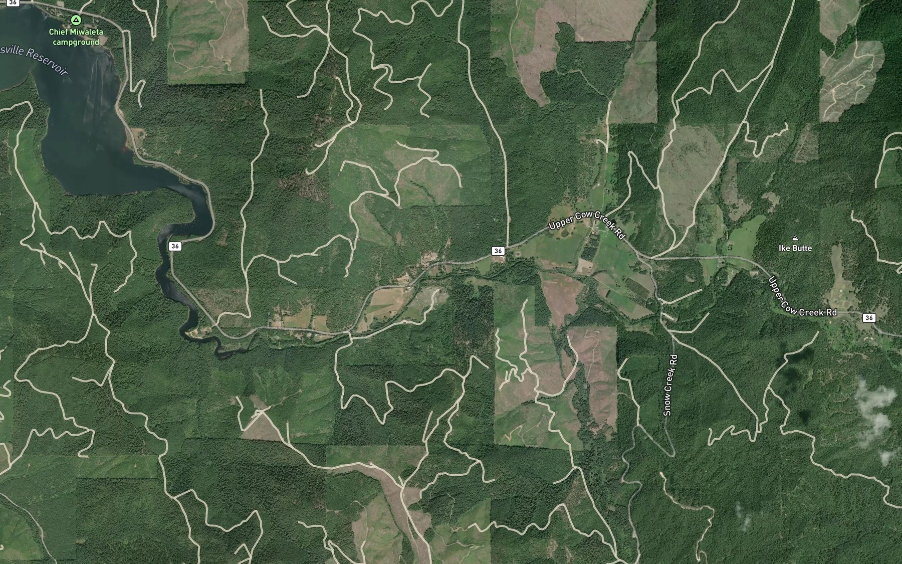 Satellite map of the Steamboat Creek