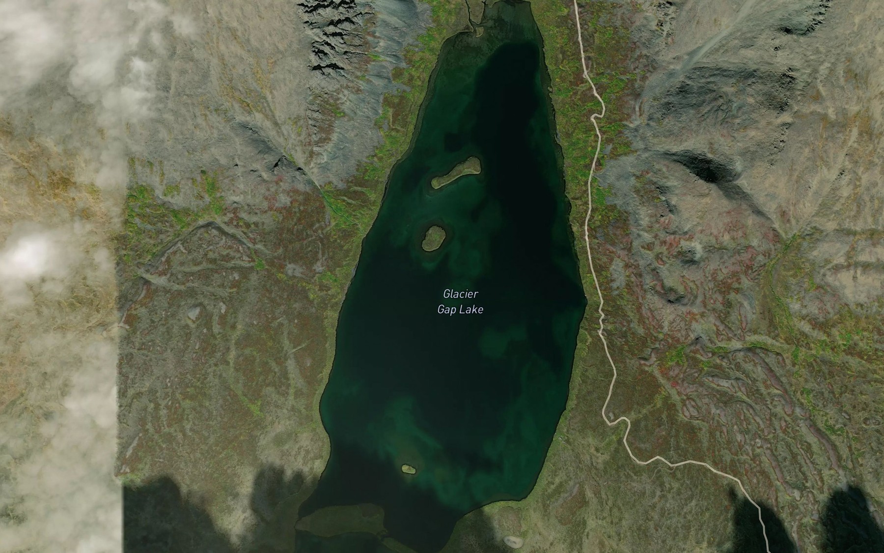 Satellite map of the Glacier Gap Lake