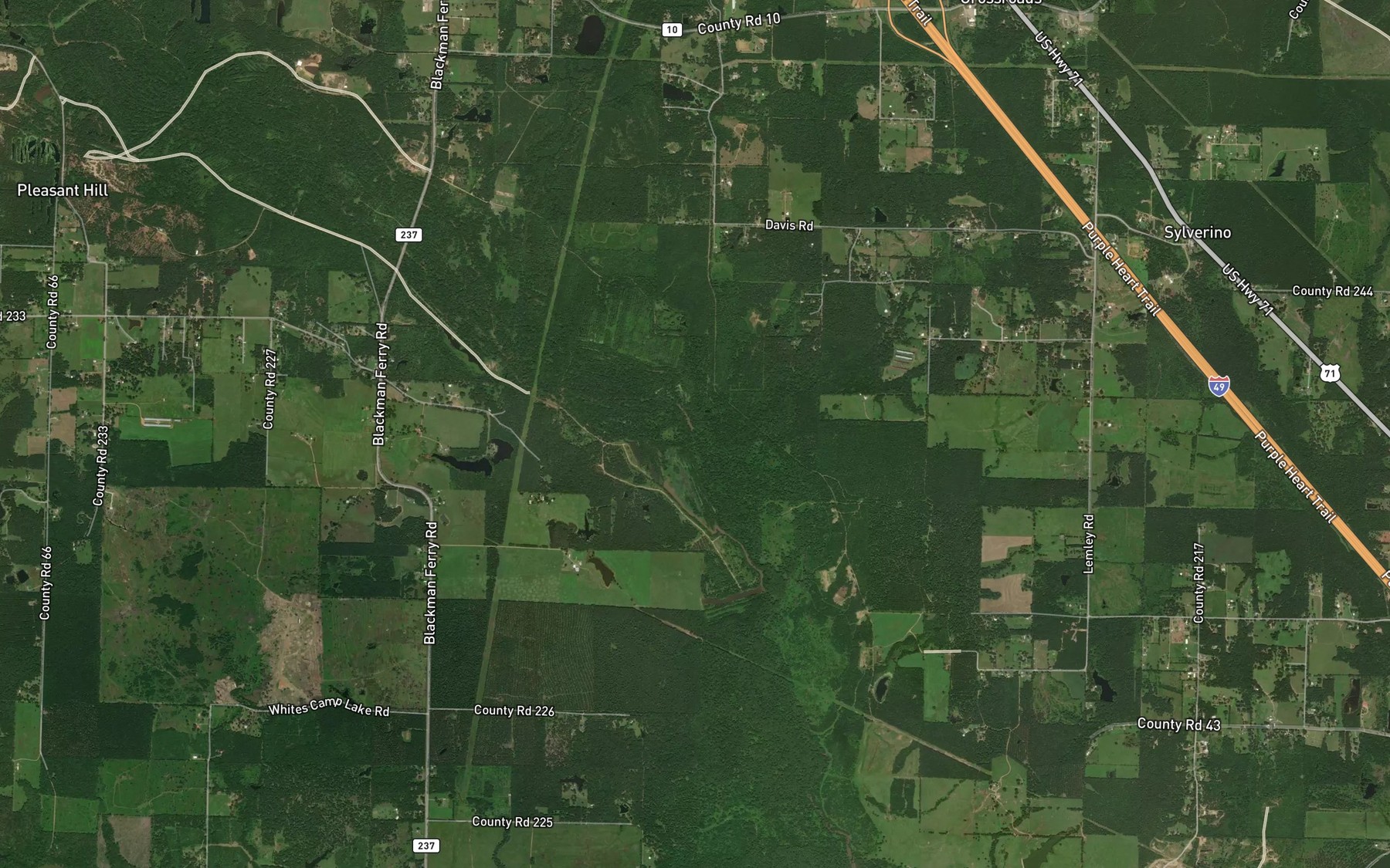 Satellite map of the Caney Branch