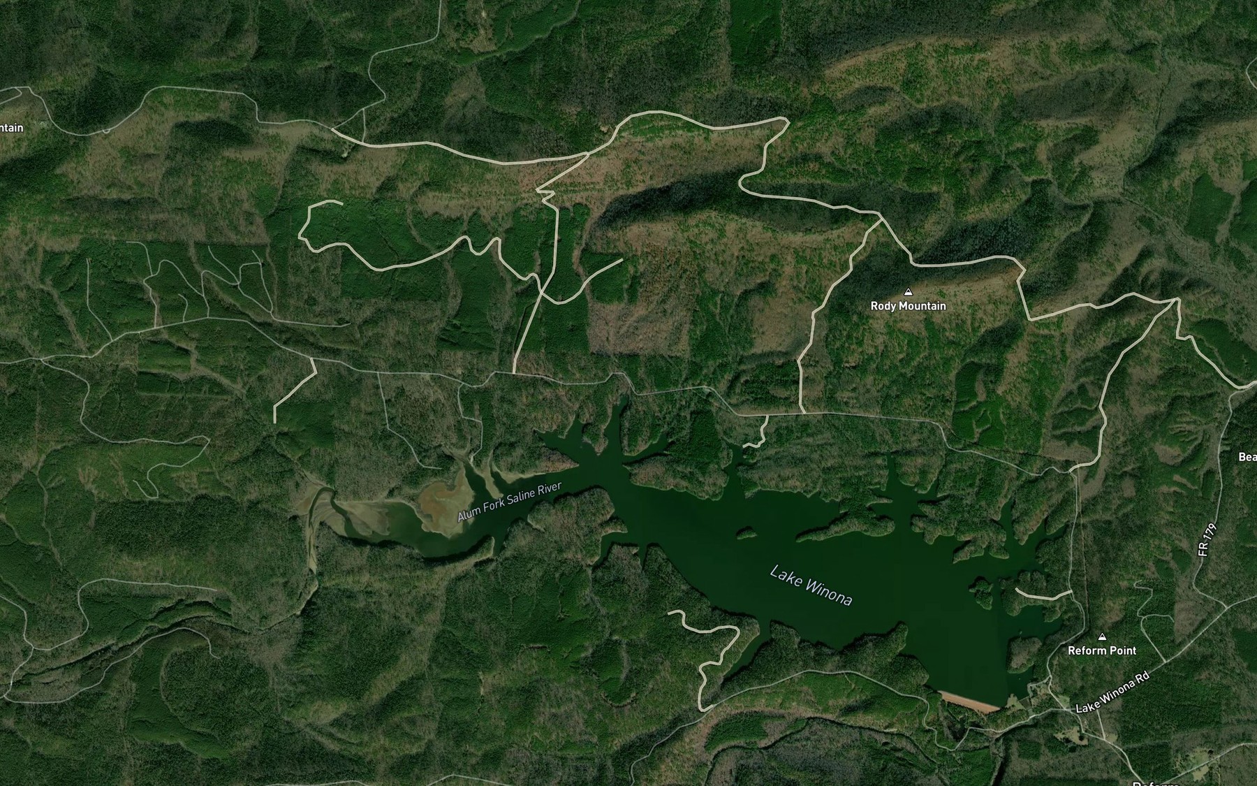Satellite map of the Rocky Branch