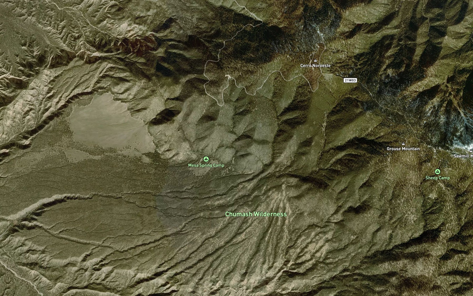 Satellite map of the Mesa Spring