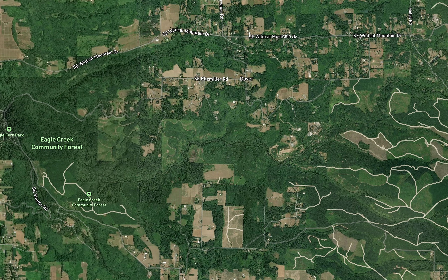 Satellite map of the Kasch Creek