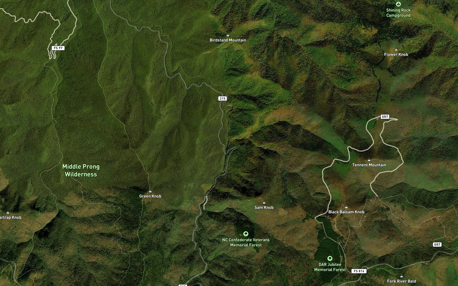 Satellite map of the Sam Branch