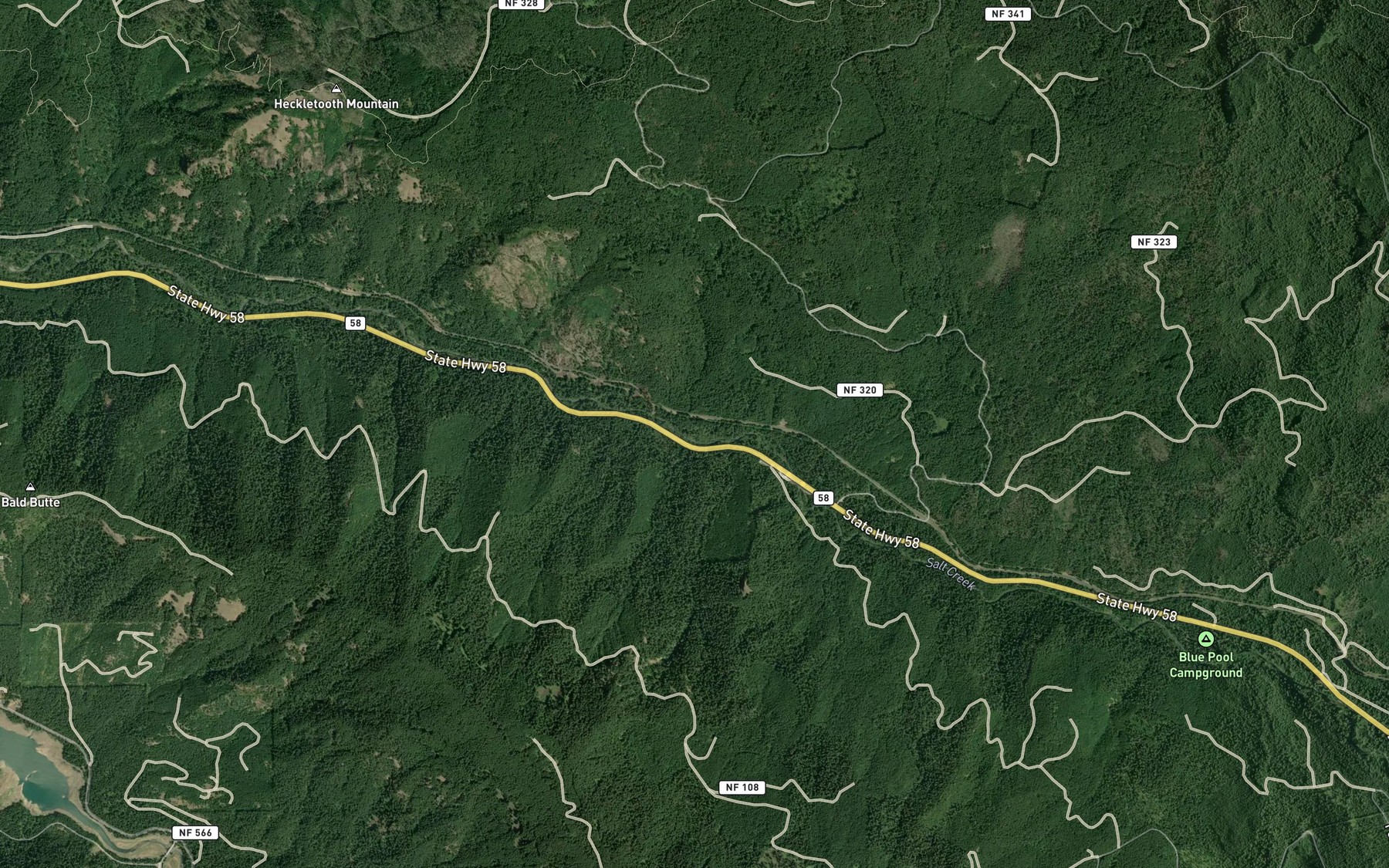 Satellite map of the Pepper Creek