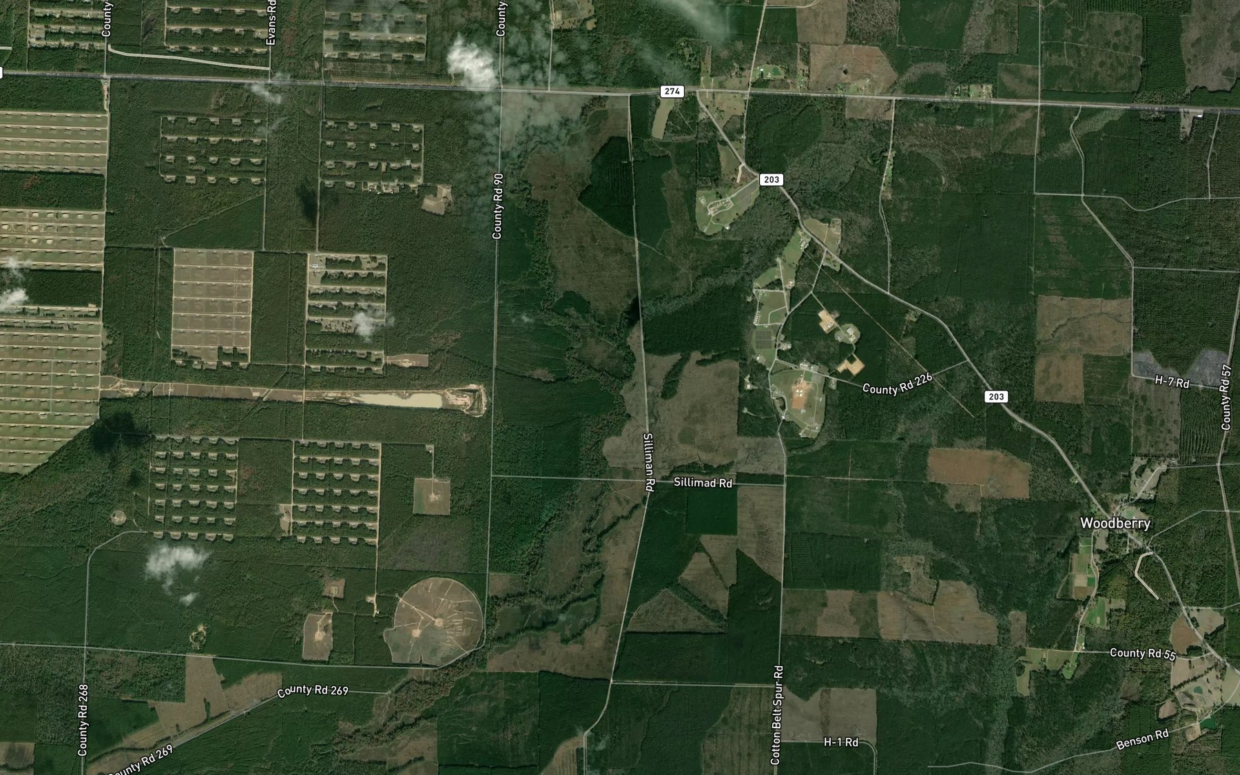 Satellite map of the Little Caney Creek