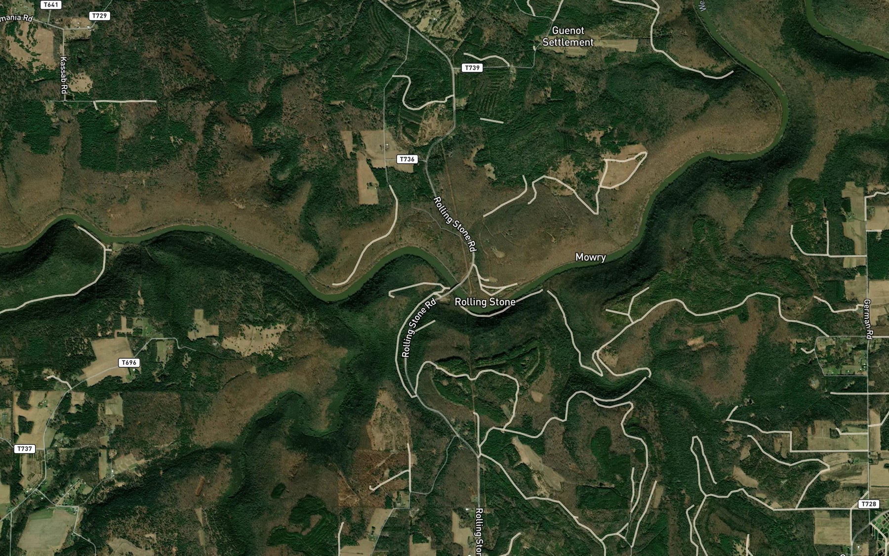 Satellite map of the Rolling Stone Run