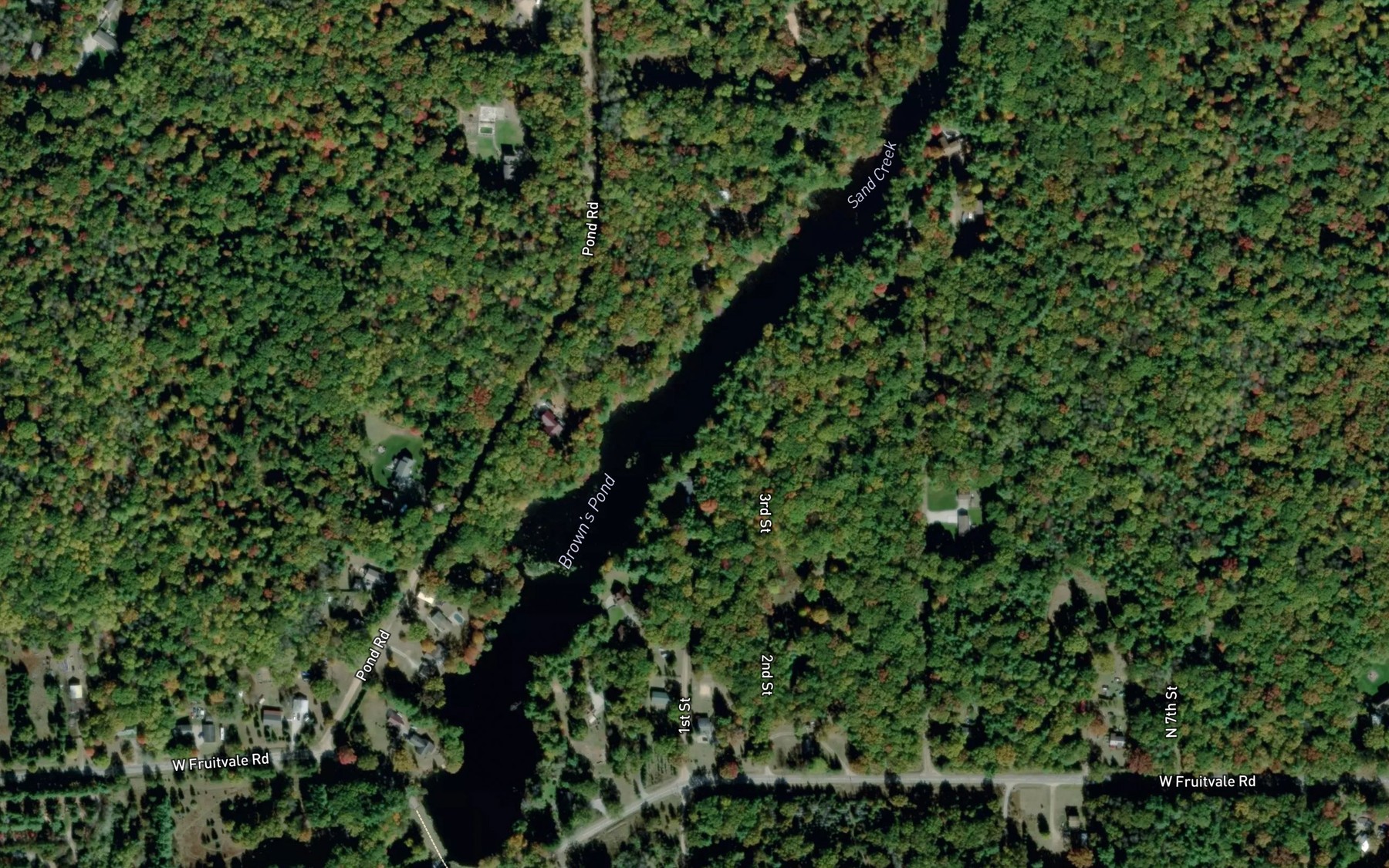 Satellite map of the Browns Pond