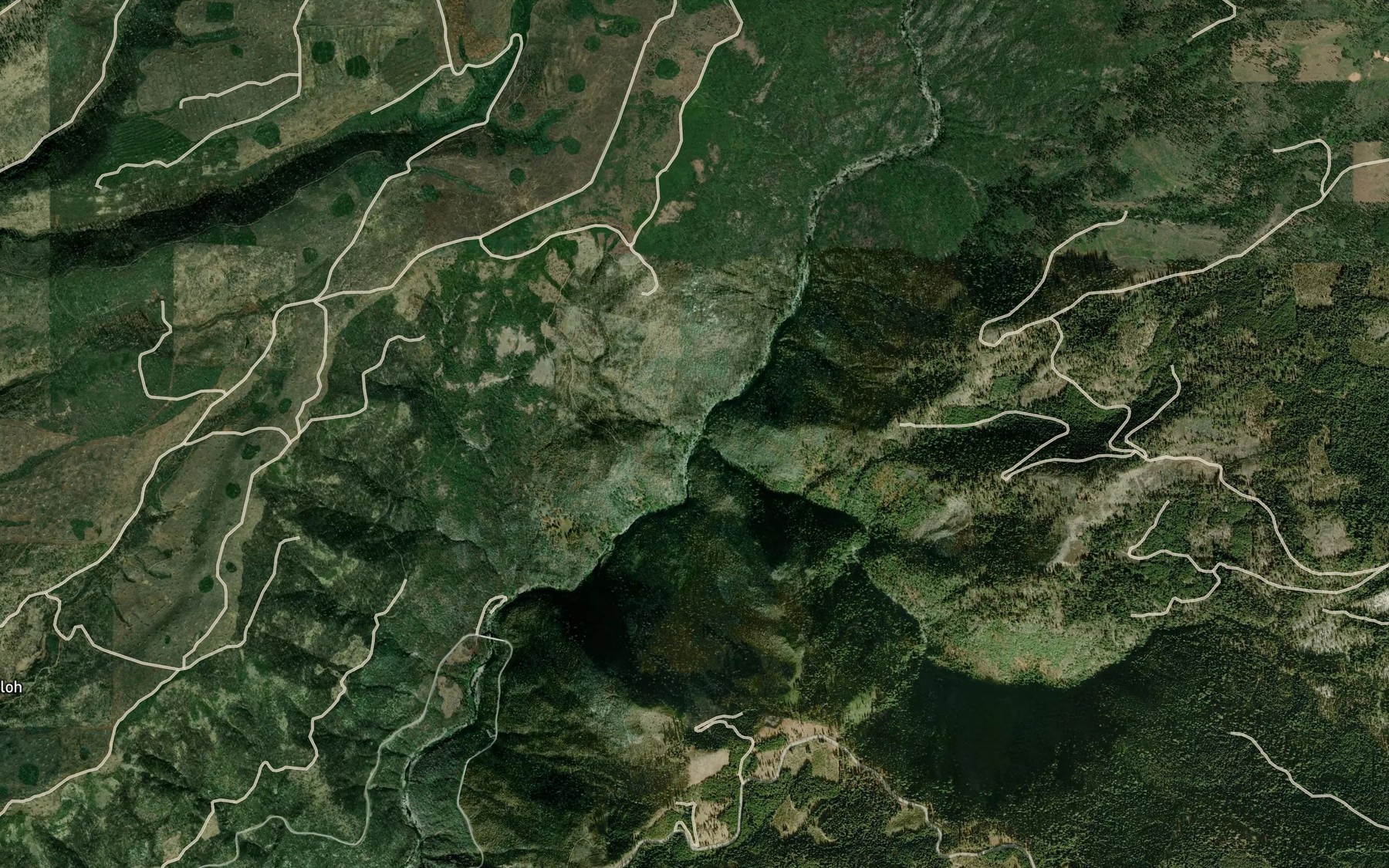 Satellite map of the South Fork Rubicon River